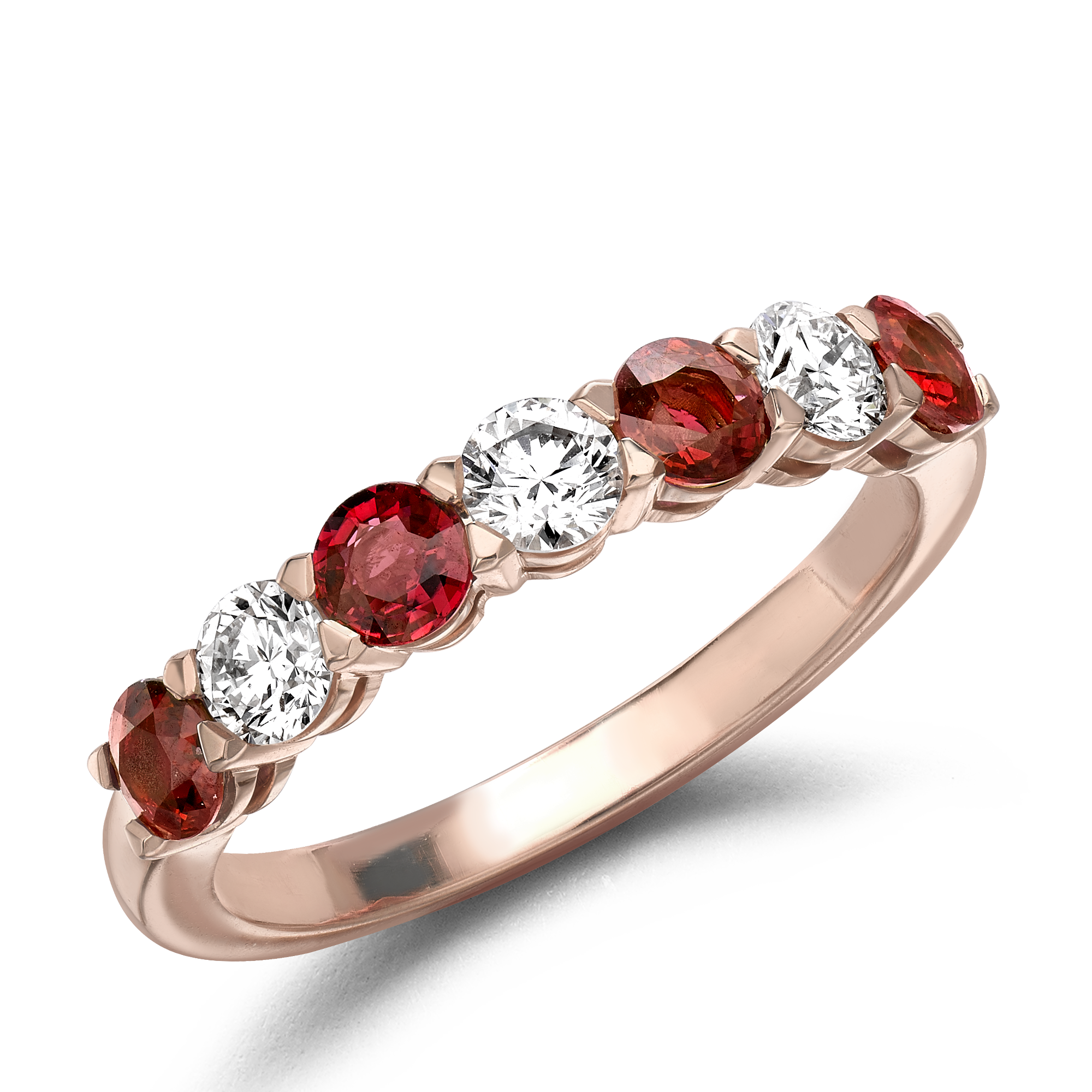 Ruby and Diamond Seven-Stone Ring Brilliant Cut, Seven-Stone, Claw Set_1
