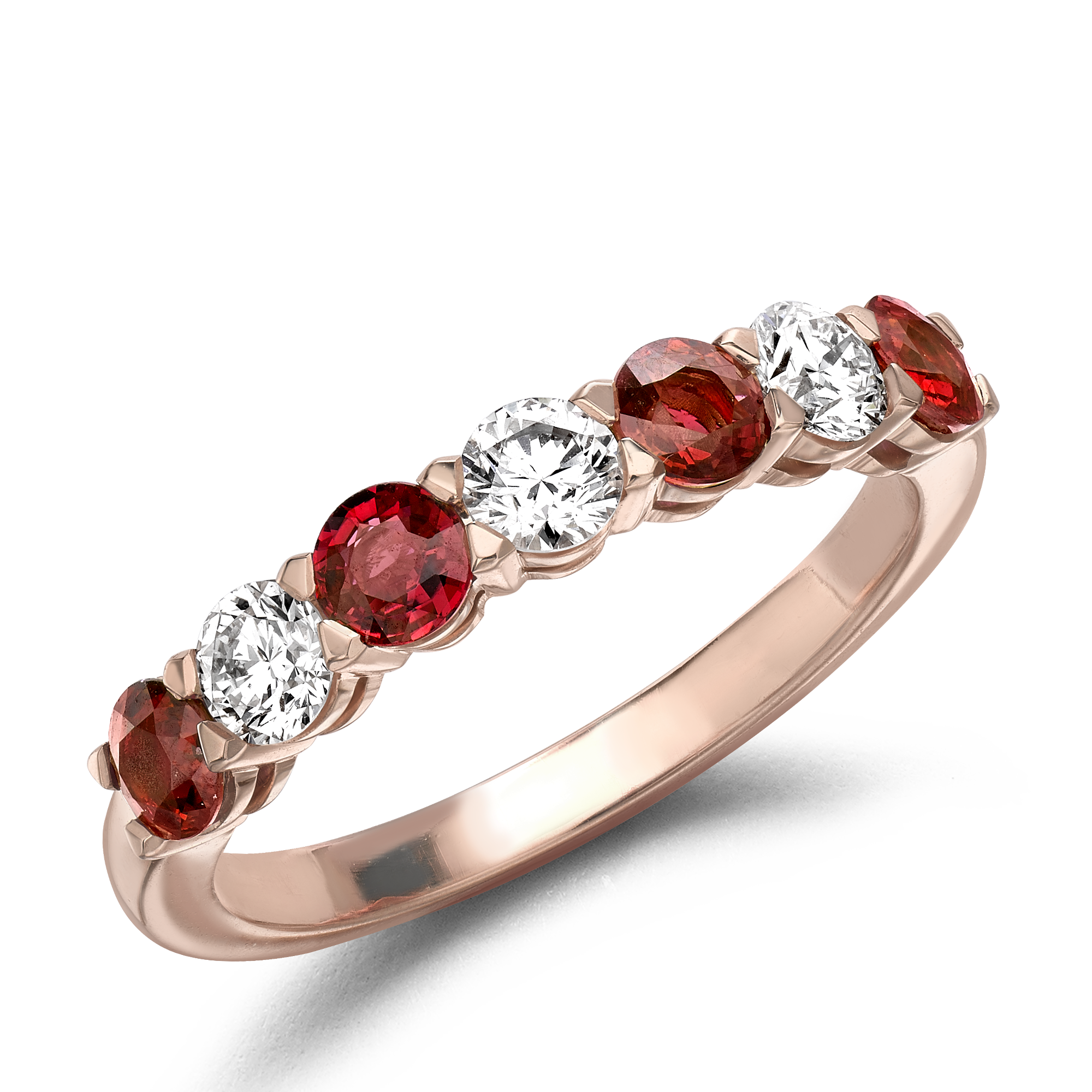 Ruby and Diamond Seven-Stone Ring Brilliant Cut, Seven-Stone, Claw Set_1