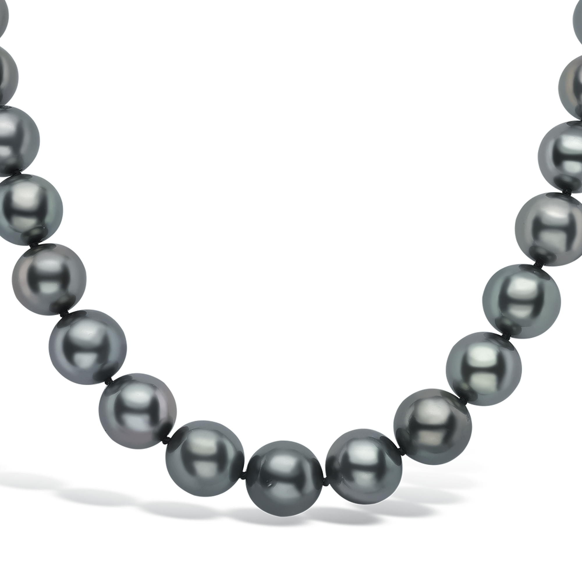 Tahitian Pearl Necklace Silk Knotted Row with White Gold Clasp_2