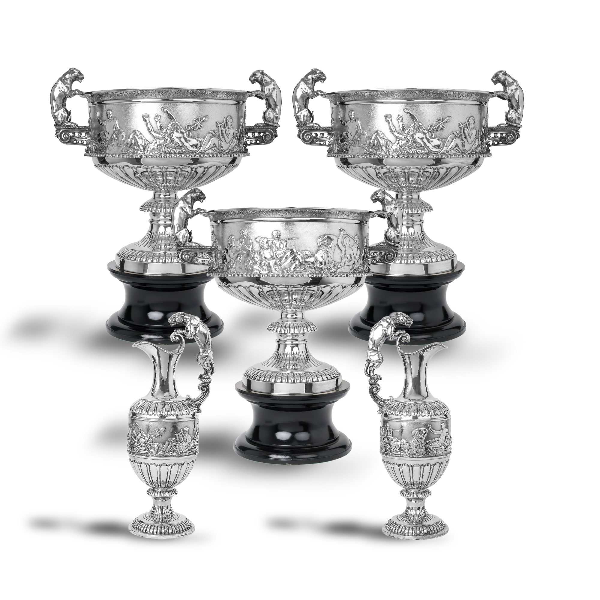 Victorian Silver Five Piece Bowl and Jug Suite Hallmarked Birmingham_2