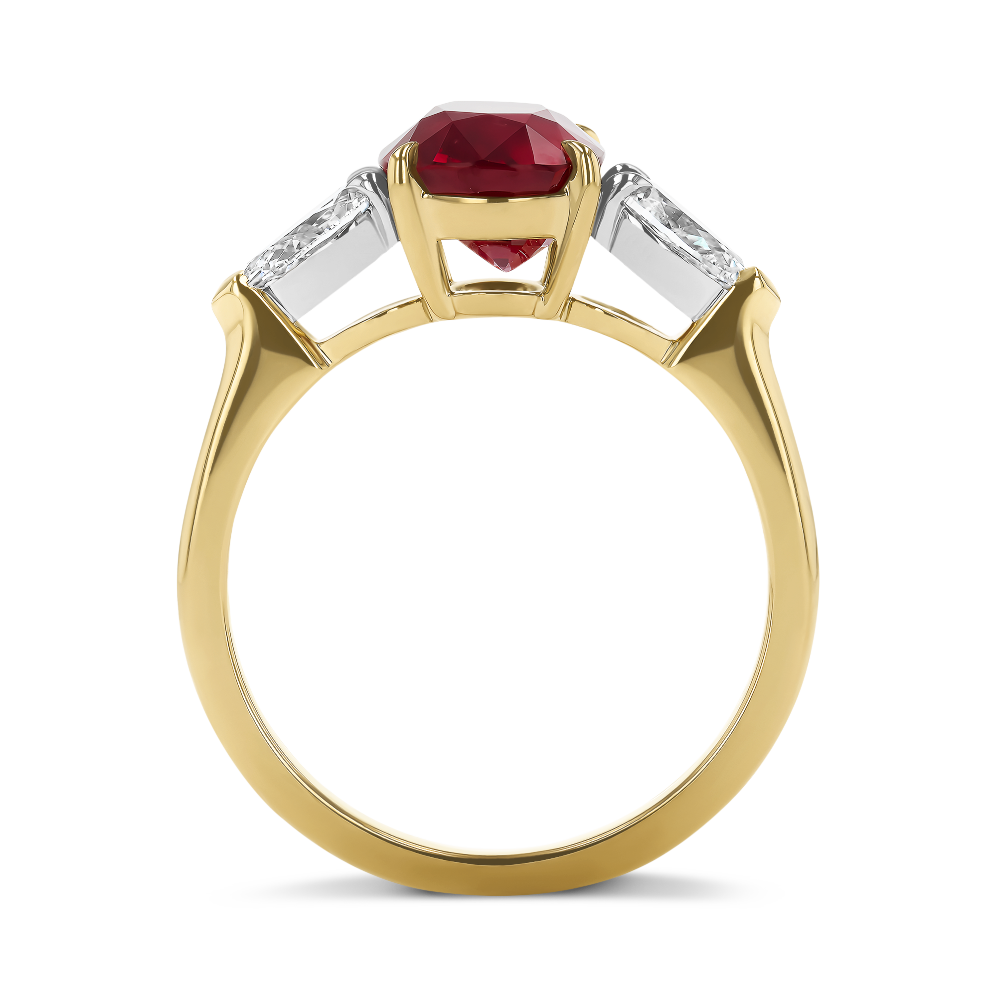 Oval Cut 3.02ct Madagascan Ruby and Diamond Ring Oval & Pear Cut, Claw Set_3