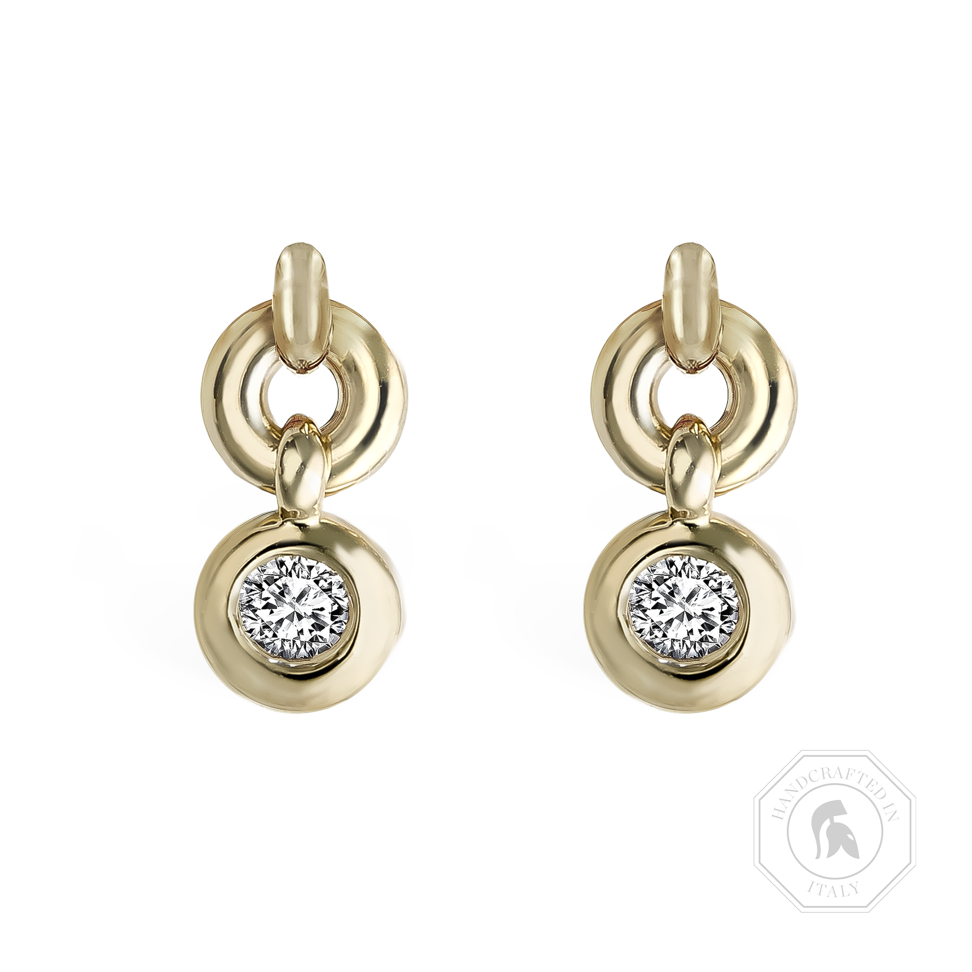 RockChain Two Stone Diamond Drop Earrings Brilliant Cut, Rubover Set_1