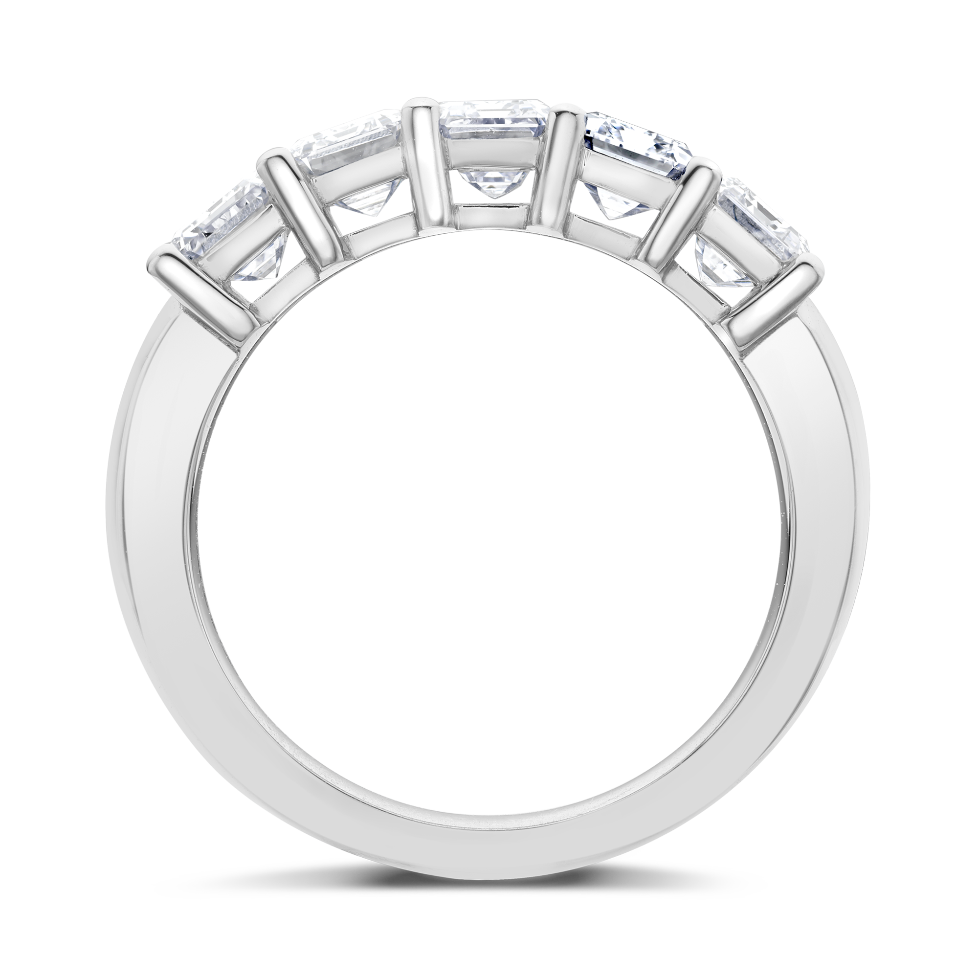 Emerald Cut Five Stone Diamond Ring Emerald Cut, Claw Set_3