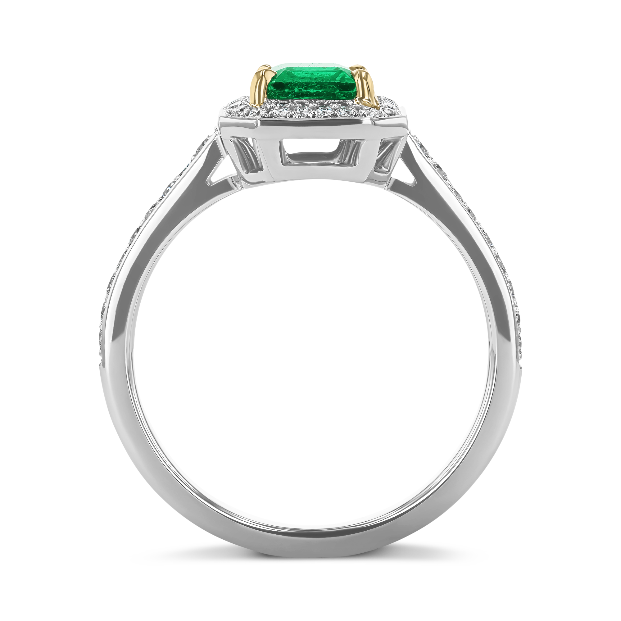 Octagonal Cut 1.18ct Zambian Emerald and Diamond Ring Octagonal Cut, Claw Set_3