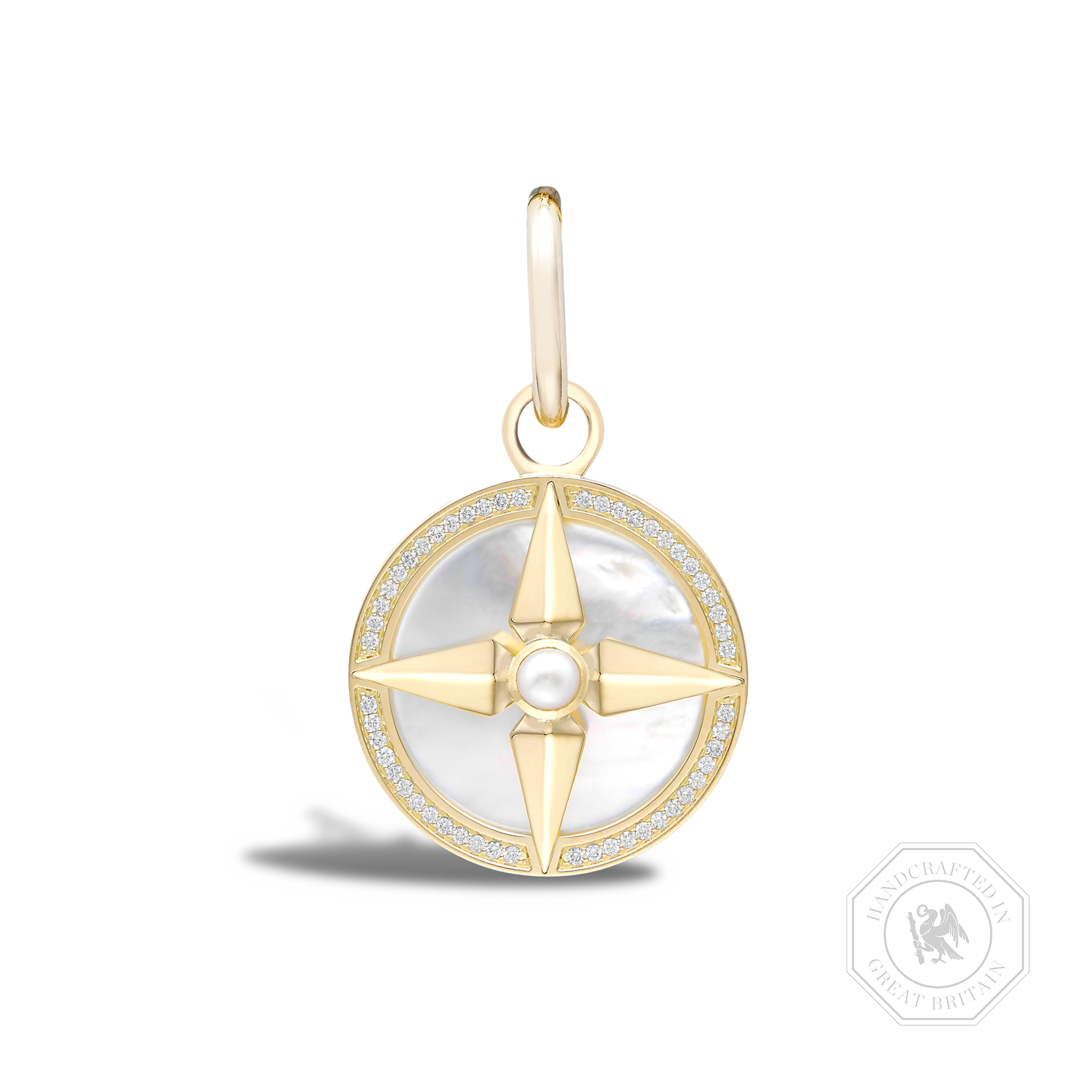 Akoya Pearl (June) Pendant Charm Brilliant Cut, Rubover & Claw Set_1