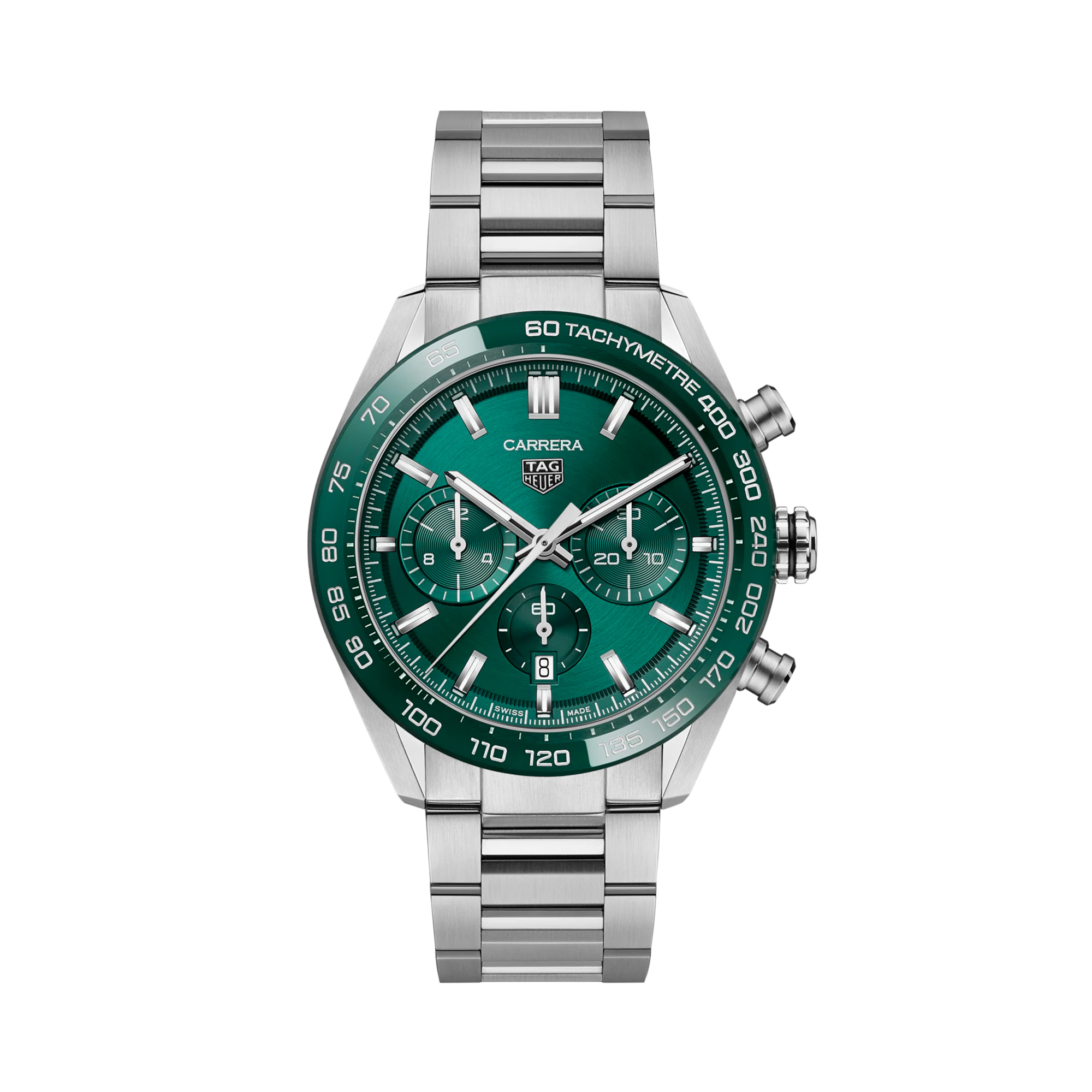 Tag Heuer Carrera Chronograph 44mm, Green Dial, Baton Numerals_1