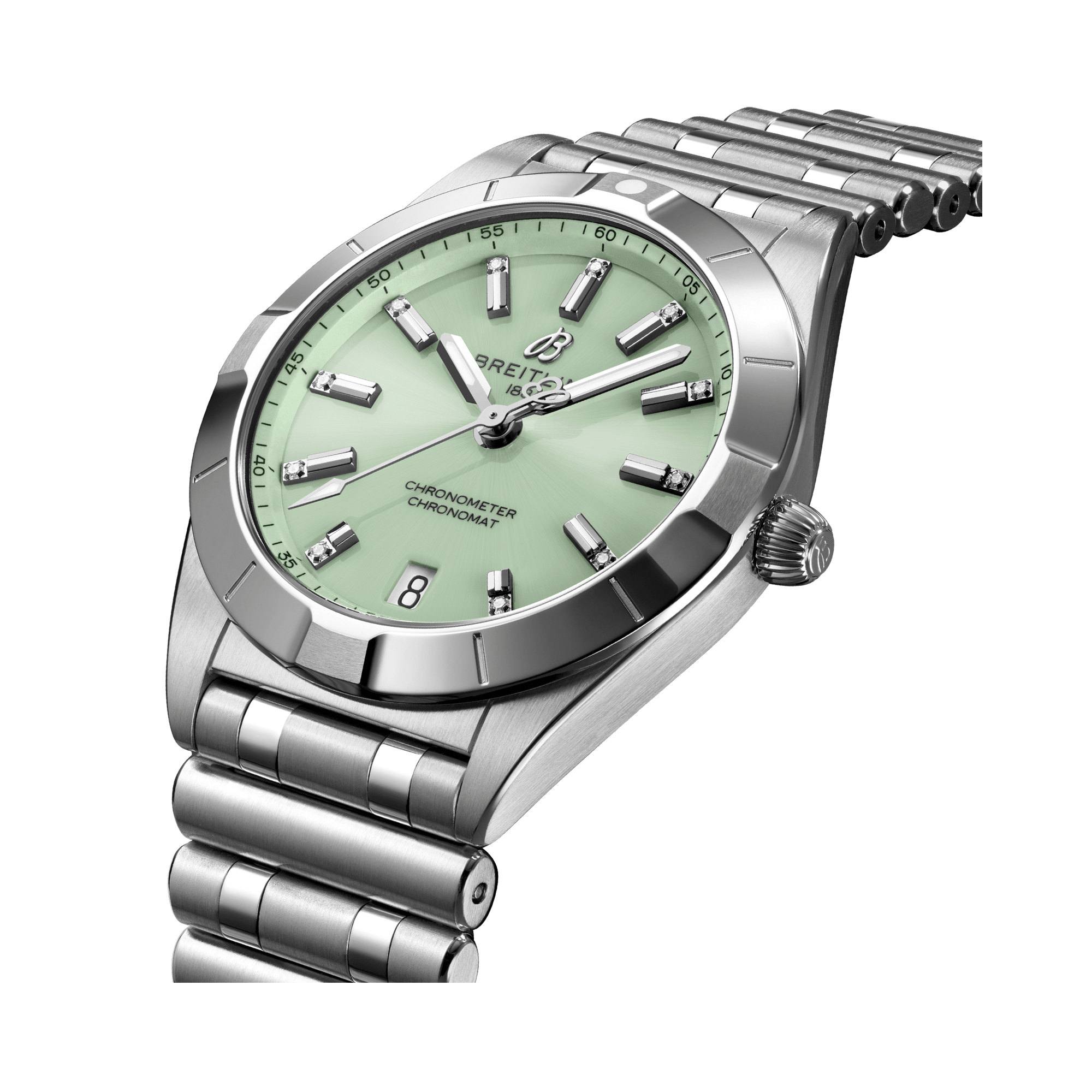Breitling Chronomat 32 32mm, Mint Green Dial, Baton Numerals_3
