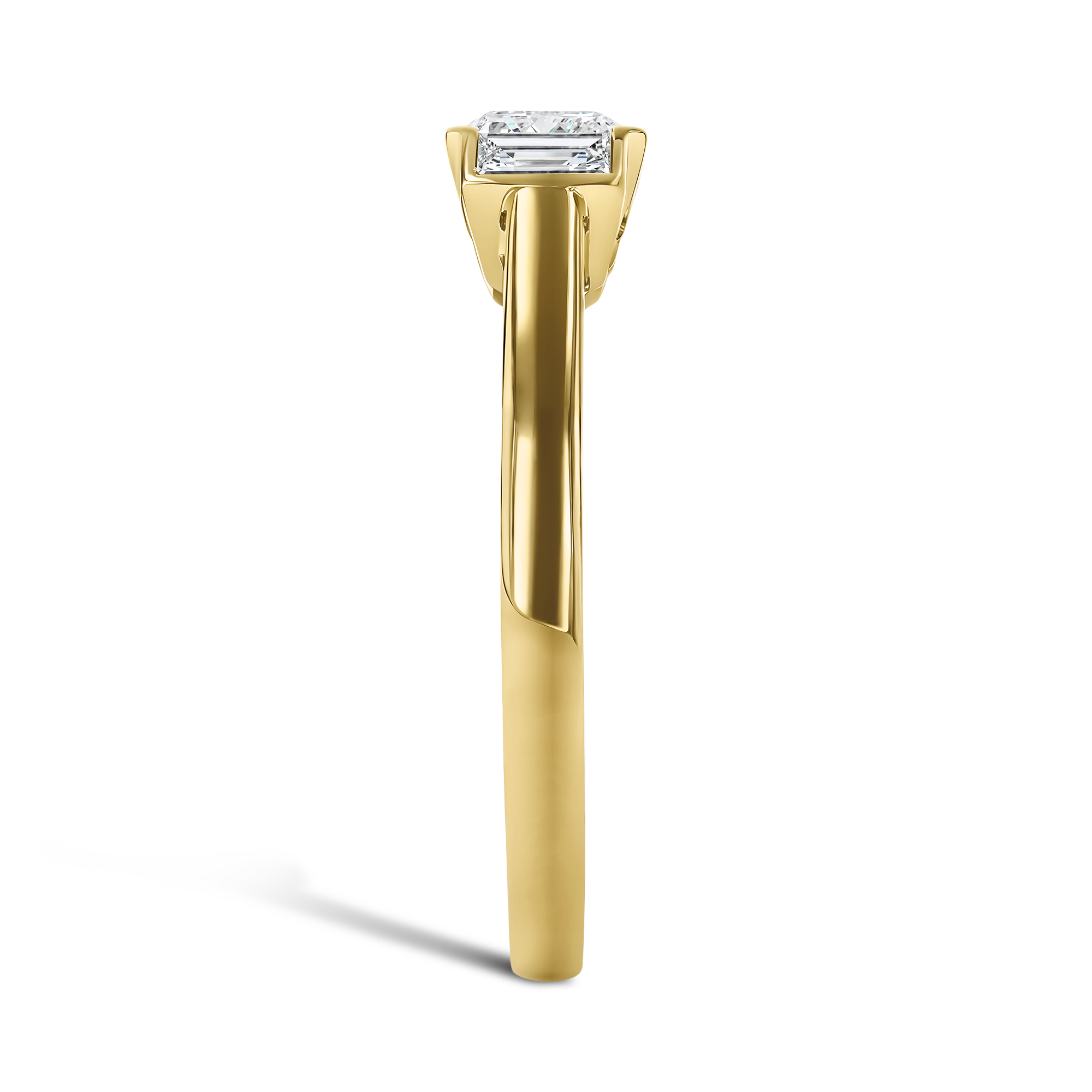 Kingdom 1.14ct Diamond Three Stone Ring Emerald Cut, Rubover Set_4