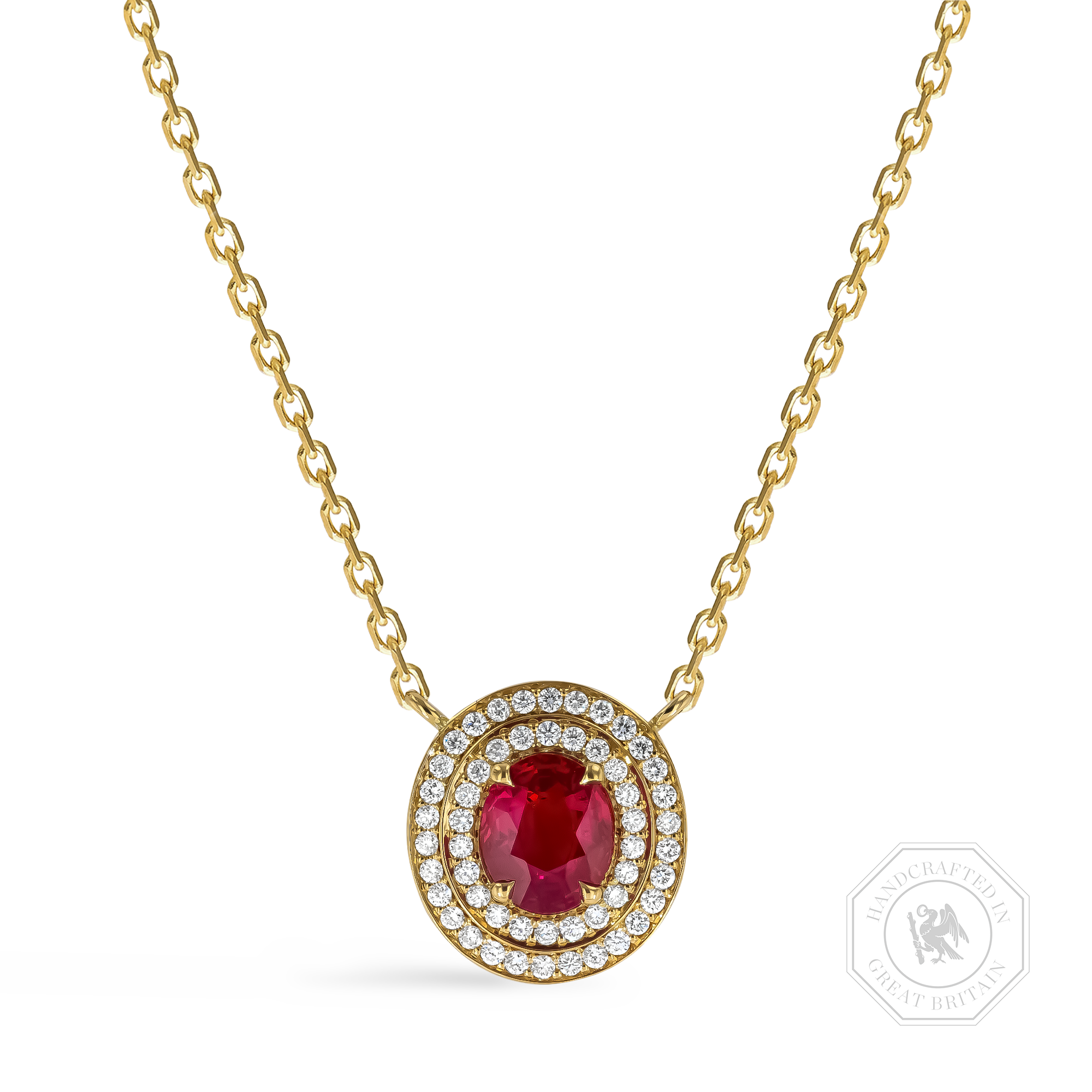 Oval Cut 1.10ct Ruby and Diamond Pendant Oval Cut, Claw Set_1