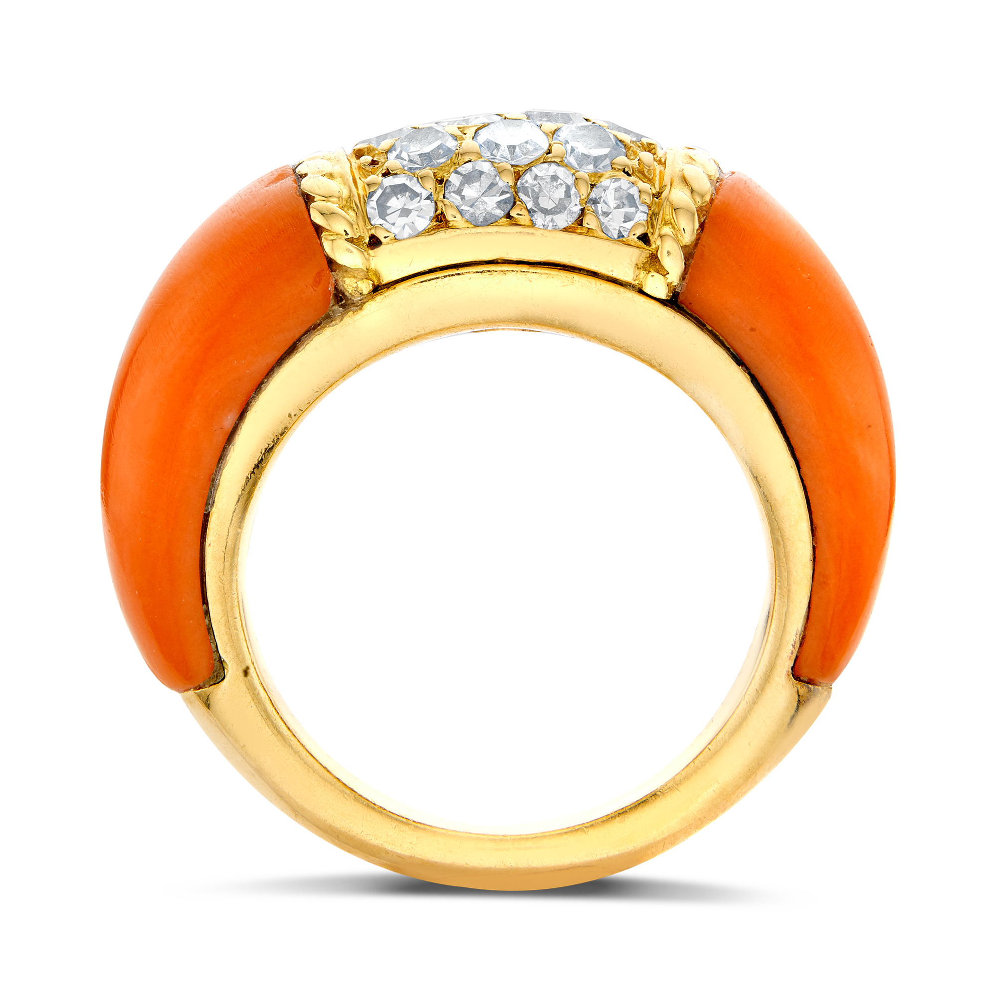 Van Cleef & Arpels Coral and Diamond Philippine Ring Brilliant cut, Claw set_3