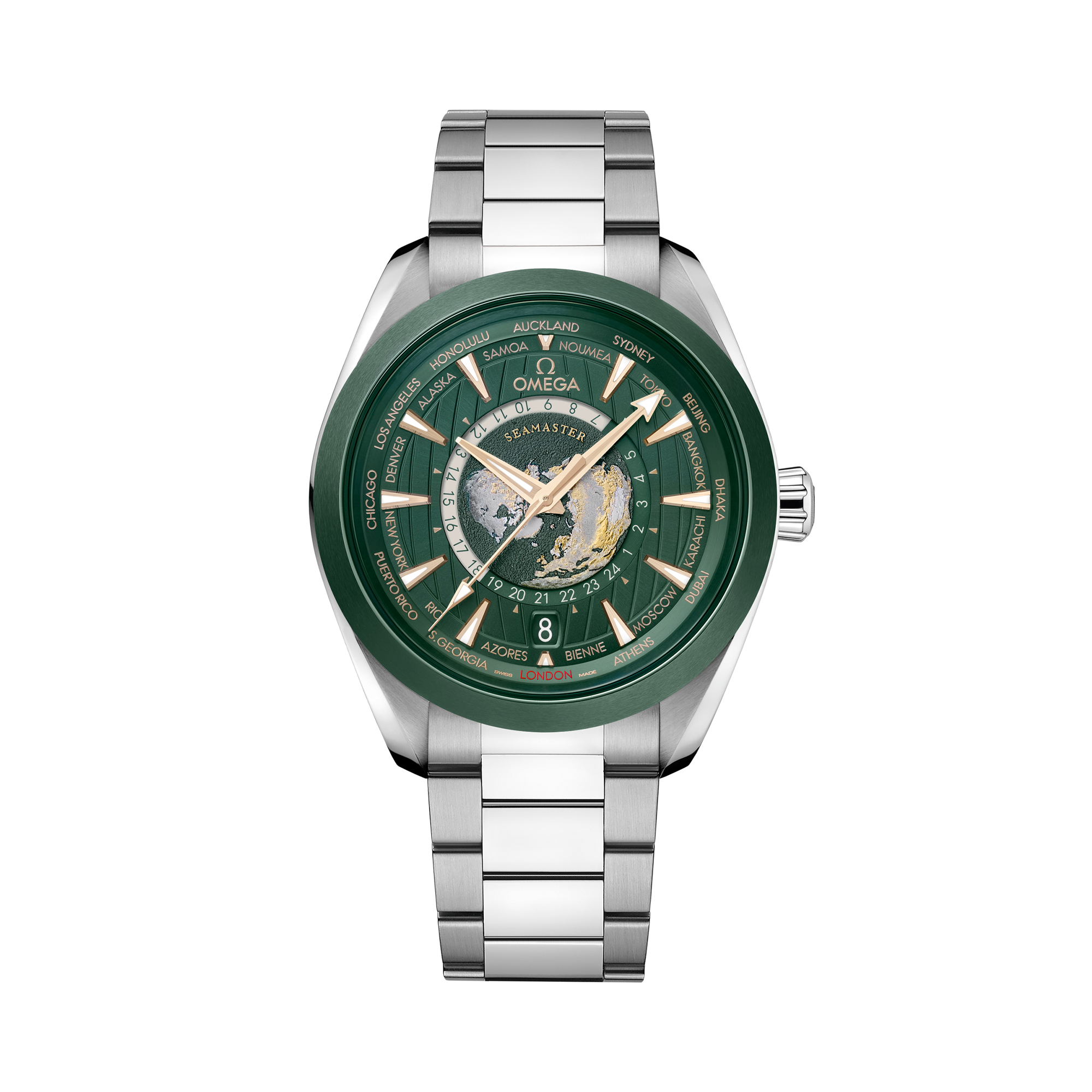 OMEGA Seamaster Aqua Terra Chronometer Gmt Worldtimer 43mm, Green Dial, Baton Numerals_1