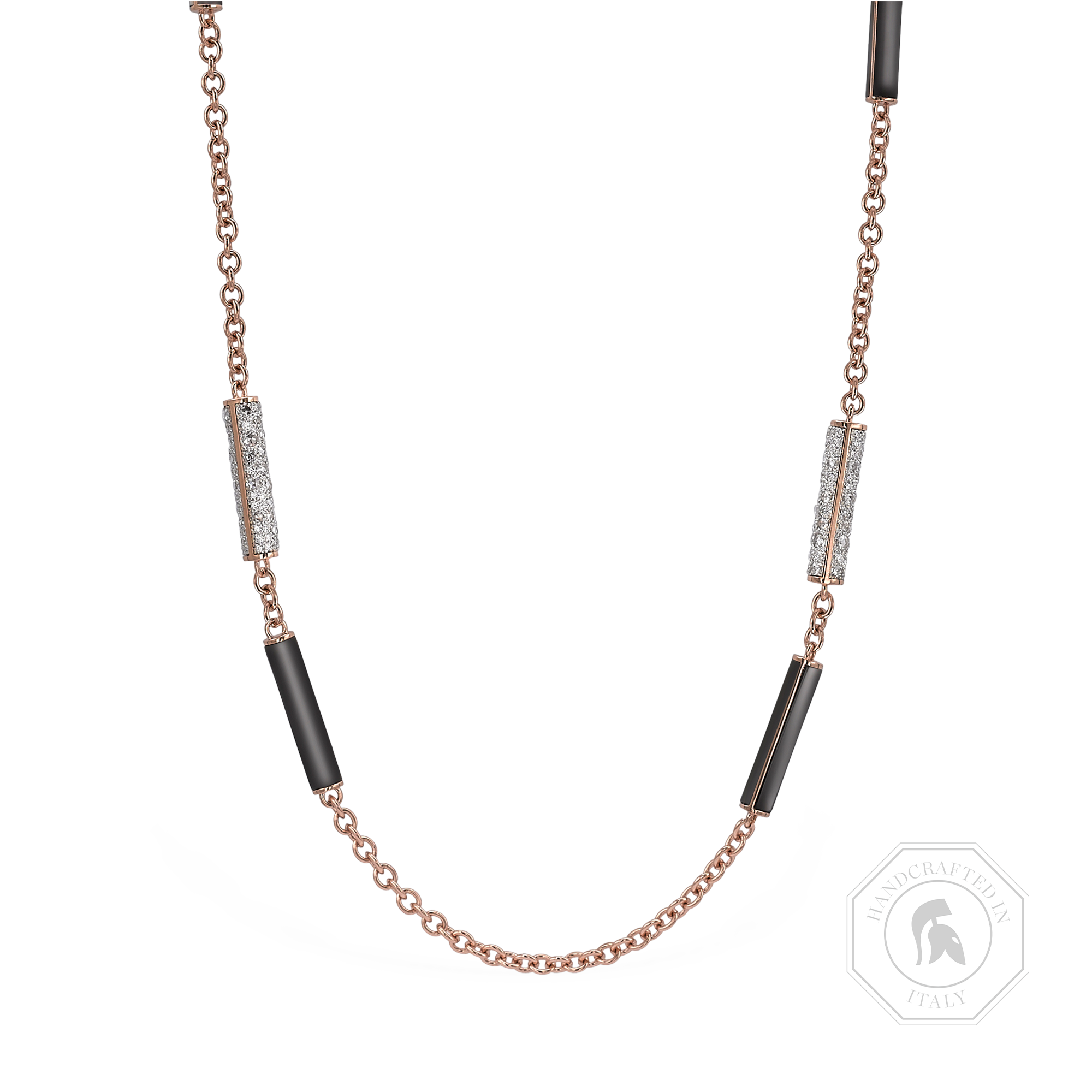 Valenza Diamond and Onyx Necklace Brilliant Cut, Pave Set_1