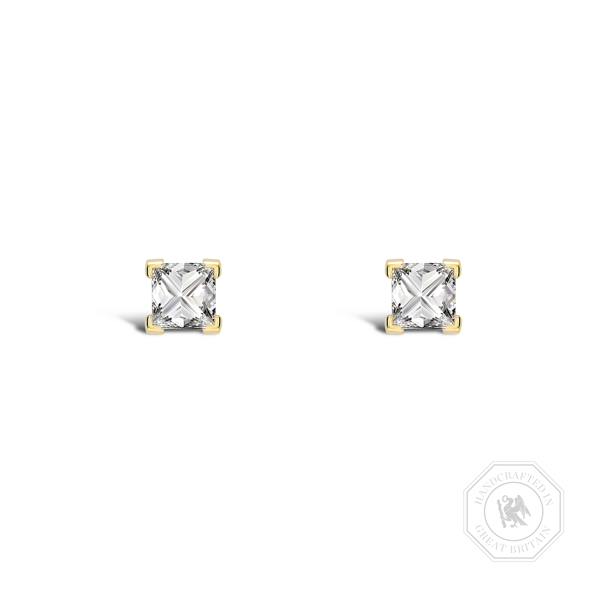 RockChic Diamond Solitaire Earrings Princess Cut, Claw Set_1