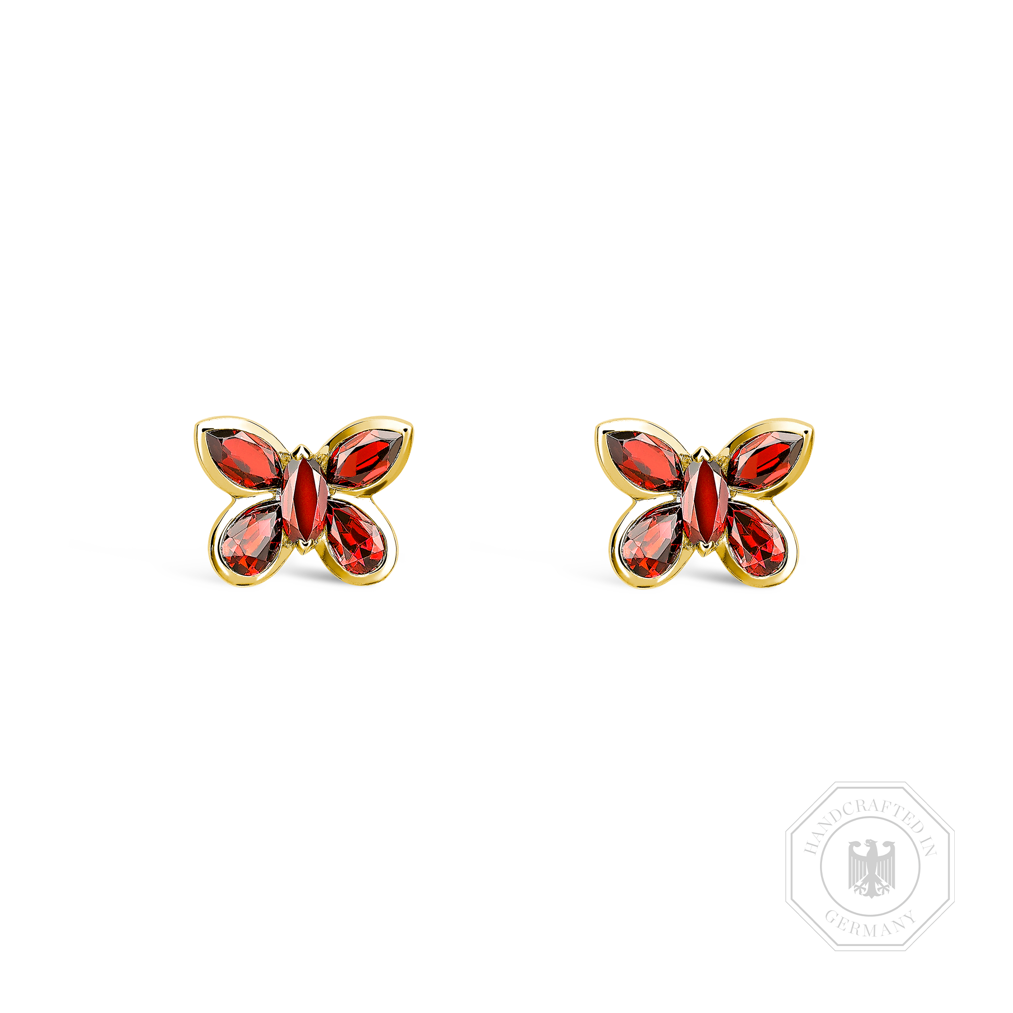 Butterfly Ruby Stud Earrings Pear and Marquise Cut, Rubover Set_1