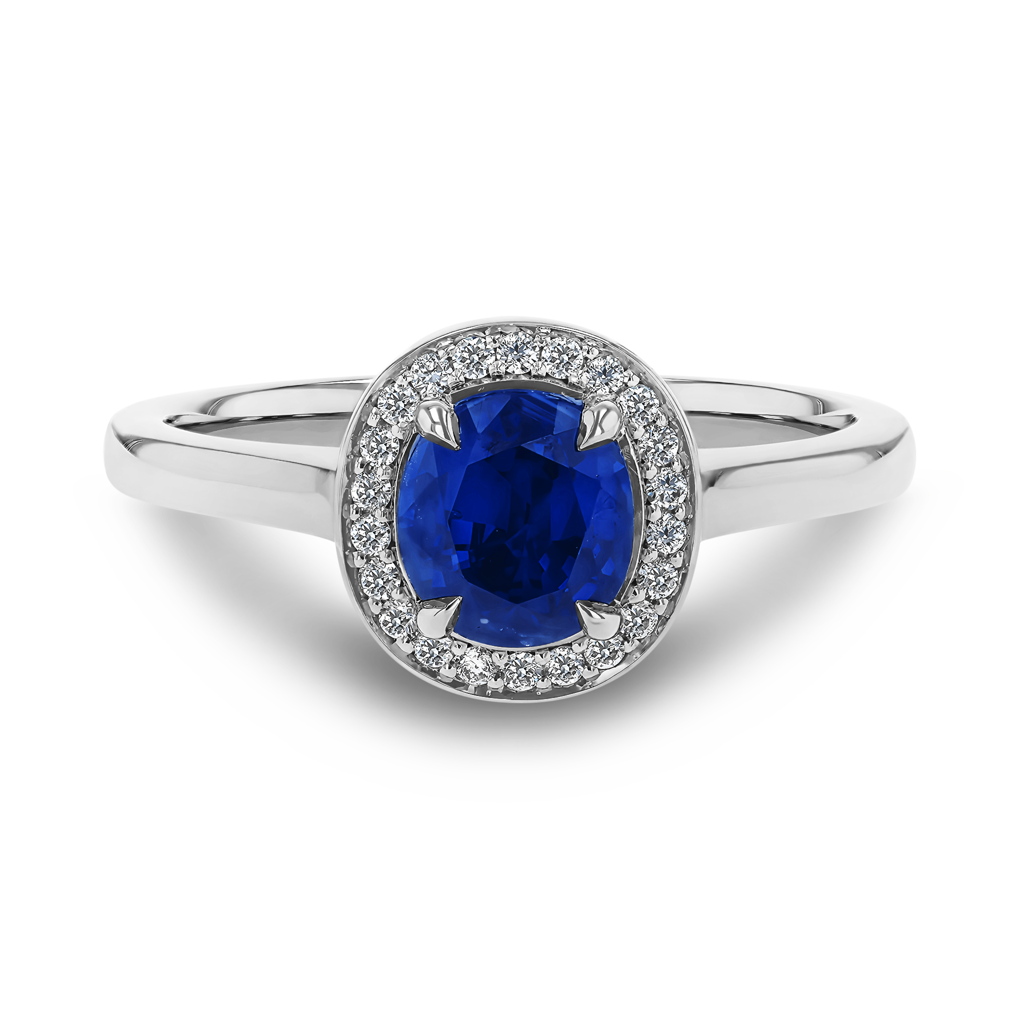 Celestial Brilliant Cut 1.12ct Sapphire and Diamond Cluster Ring Brilliant cut, Claw set_2