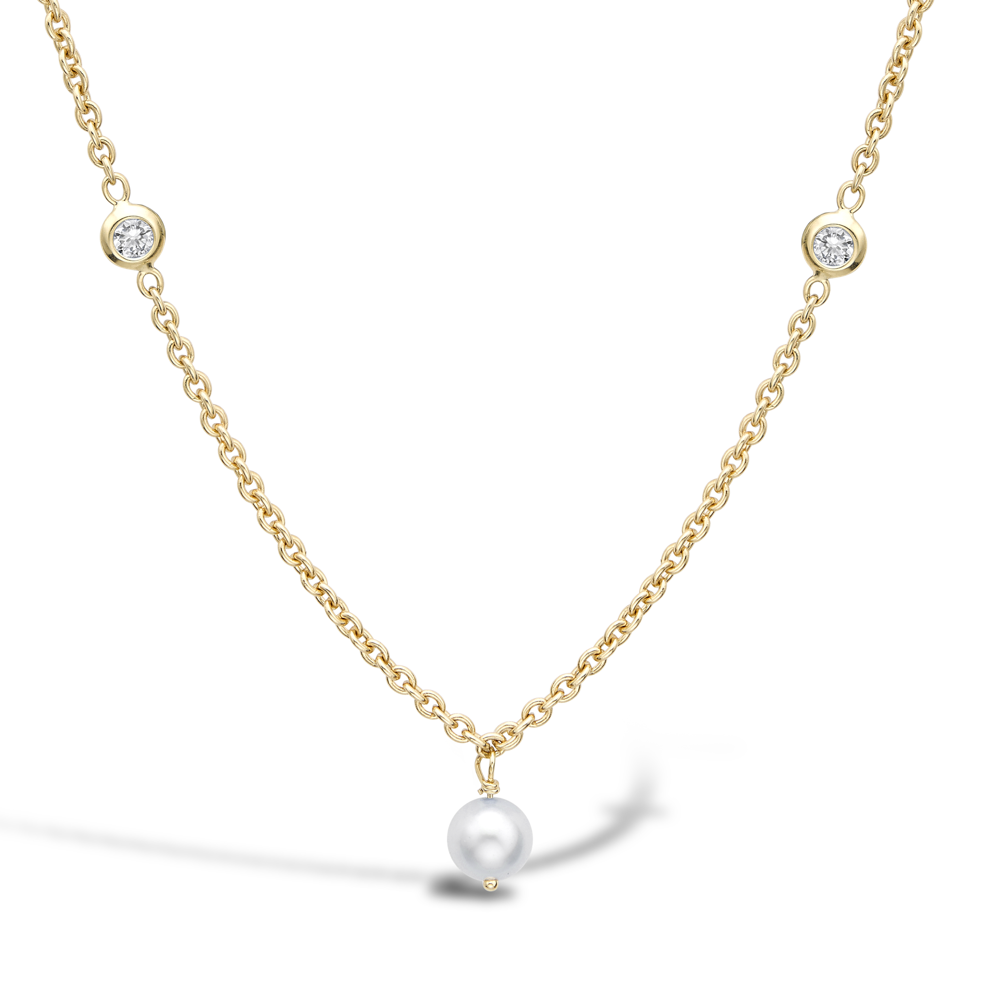 Sundance Freshwater Pearl and Diamond Long Necklace Brilliant Cut, Spectacle Set_2