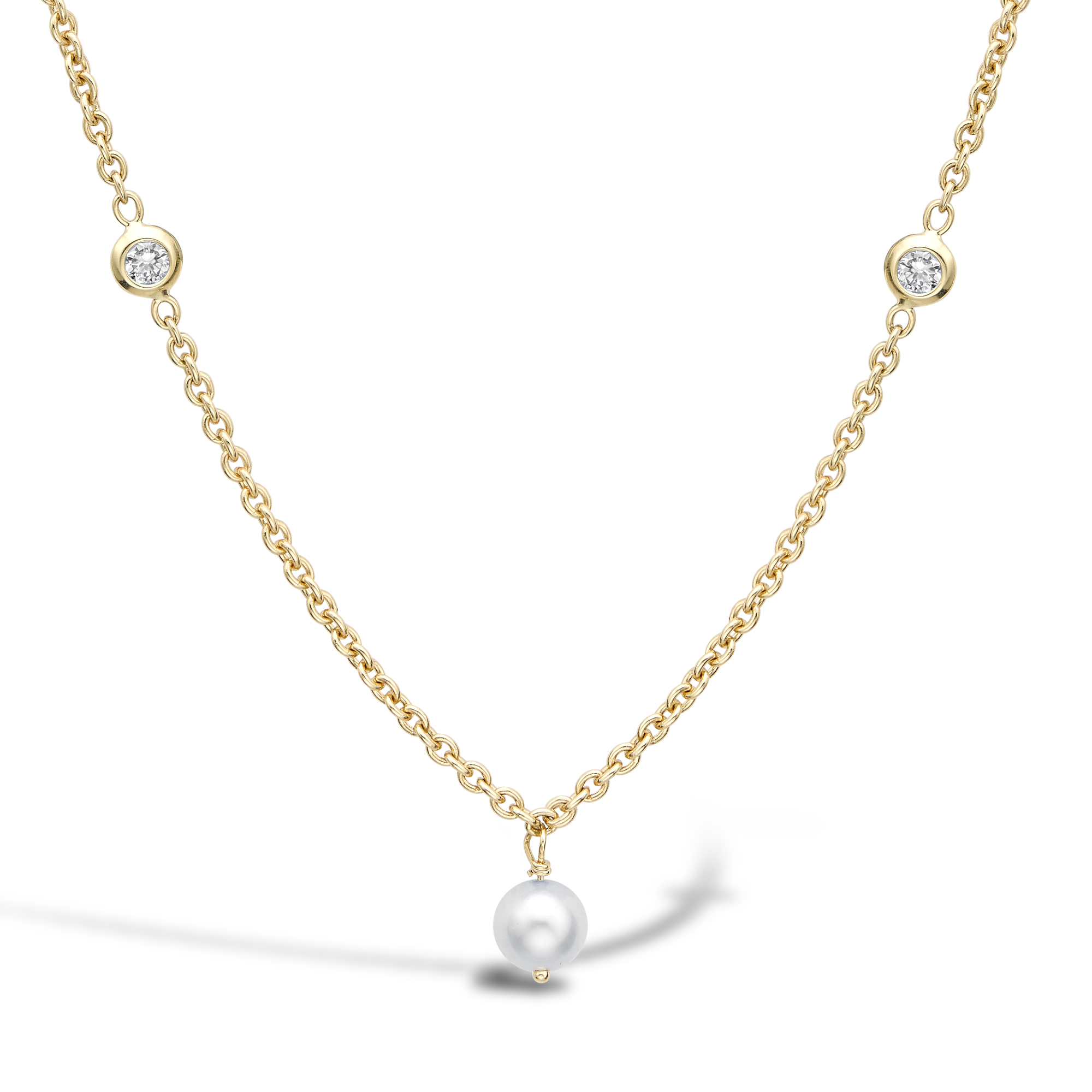 Sundance Freshwater Pearl and Diamond Long Necklace Brilliant Cut, Spectacle Set_2