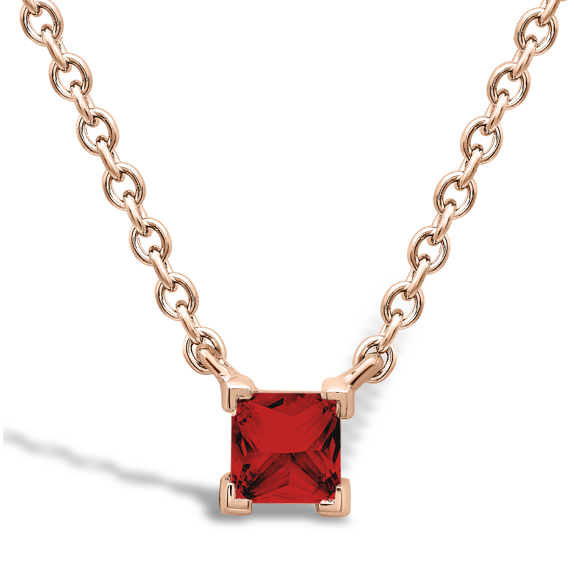 RockChic Ruby Solitaire Necklace Princess Cut, Claw Set_1