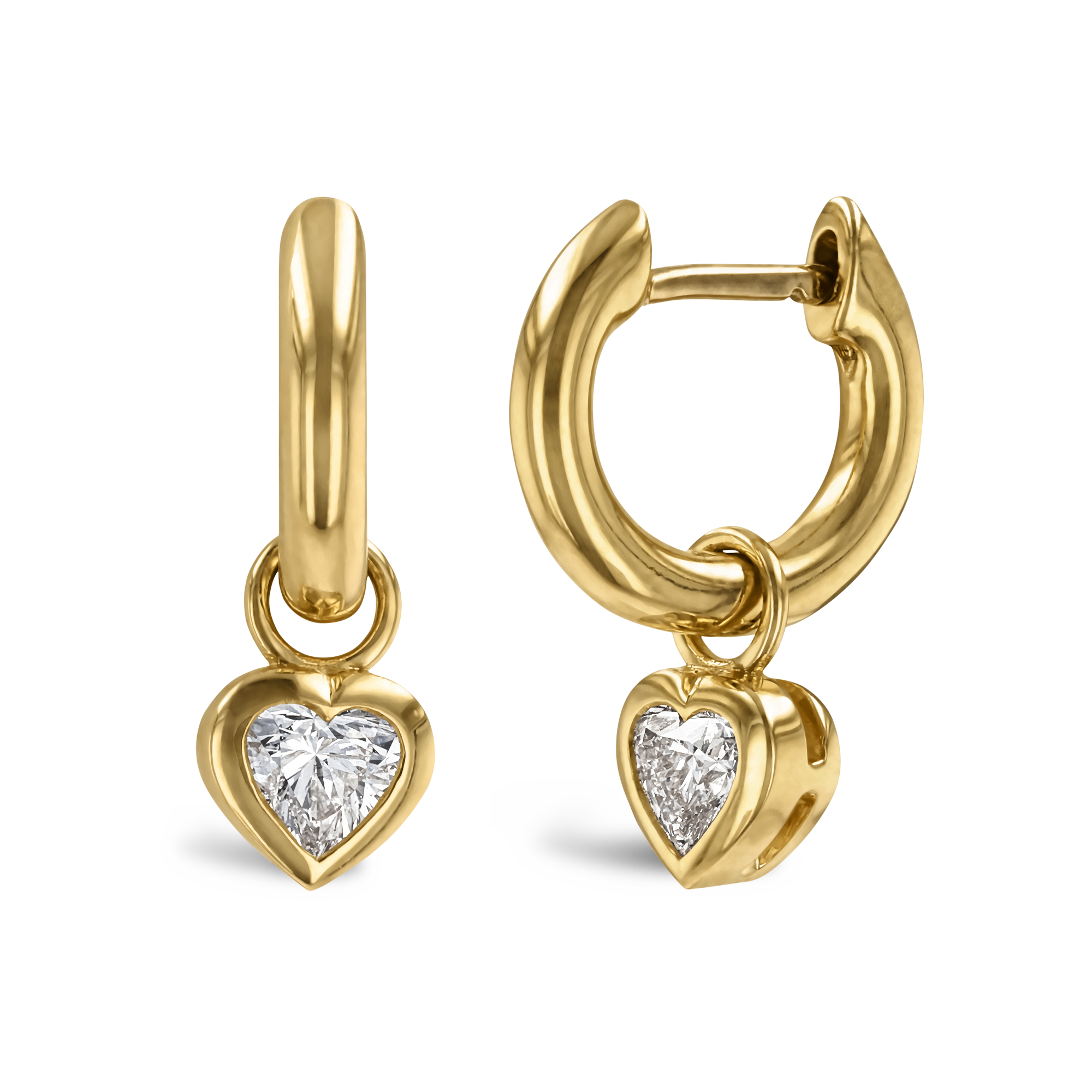 Sundance Heart Diamond Drop Hoop Drop Earrings Heart Cut, Rubover Set_1