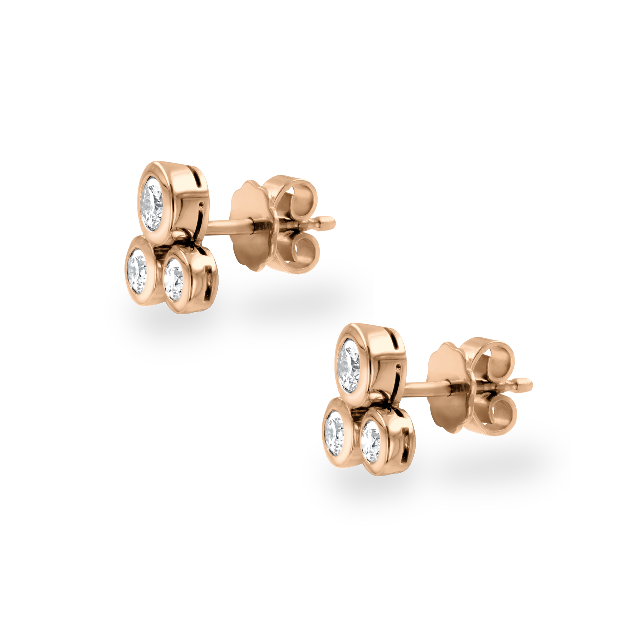 Diamond Bubbles Stud Earrings Brilliant Cut, Rubover Set_2