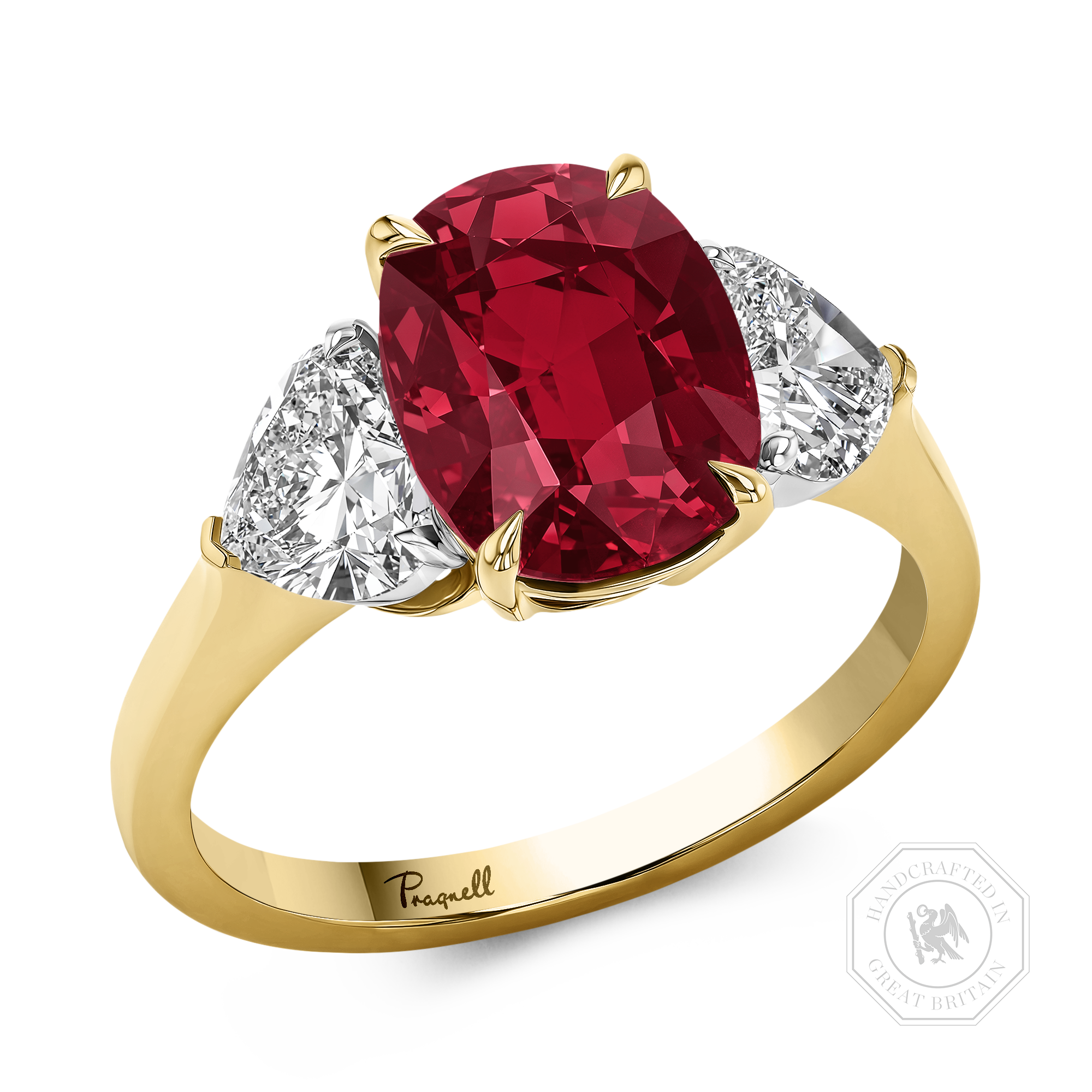 Venus Setting 4.02ct Mozambique Ruby and Diamond Ring Oval Cut, Claw Set_1