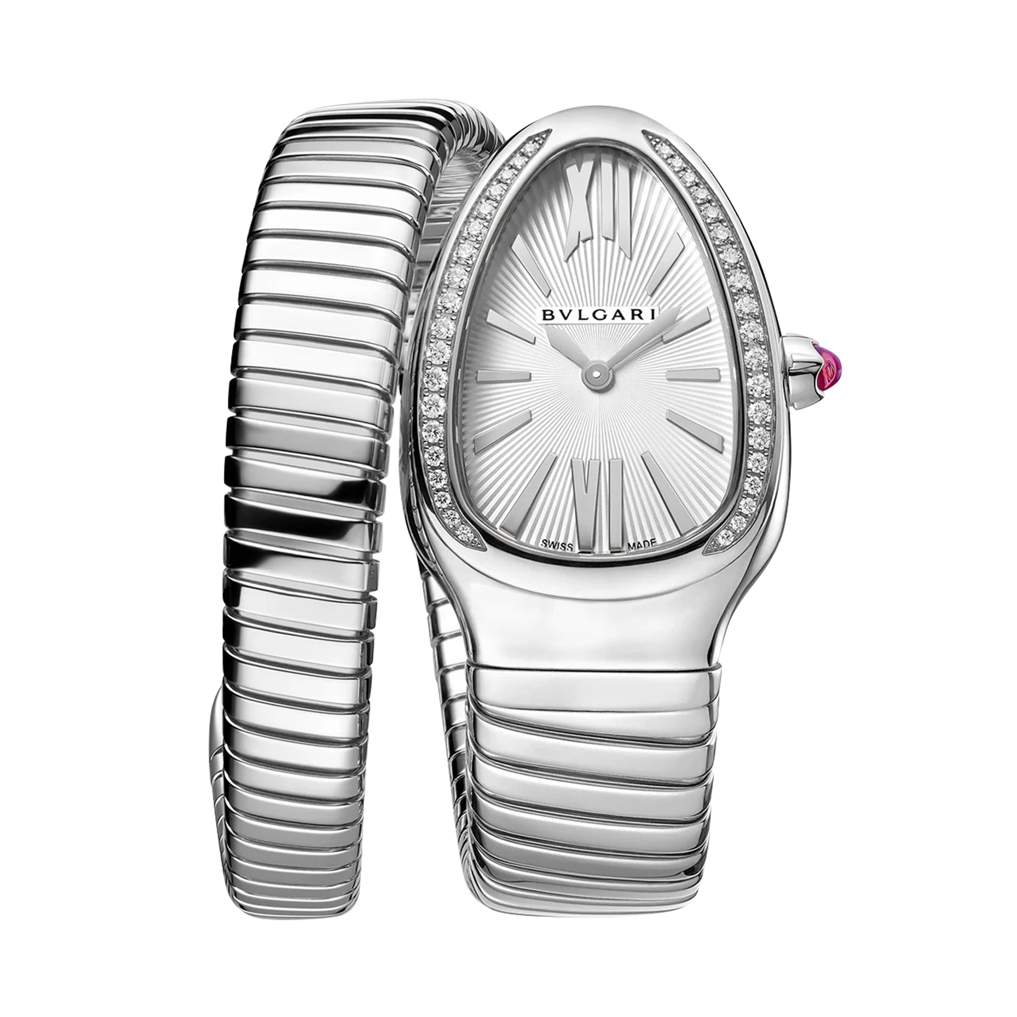 Bvlgari Serpenti Tubogas 35mm. Silver Dial, Baton & Roman Numerals_1