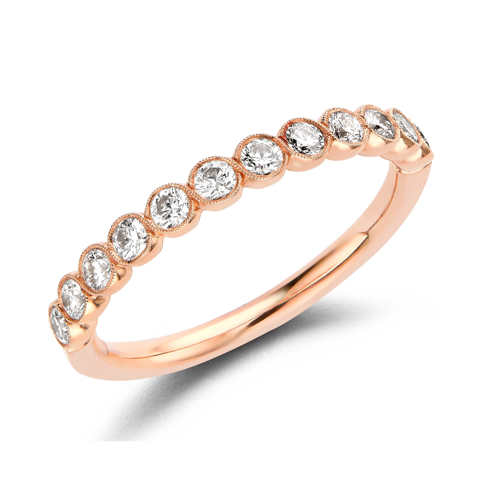 Diamond Dot 0.48ct Half Eternity Ring Brilliant Cut, Millegrain Set_1