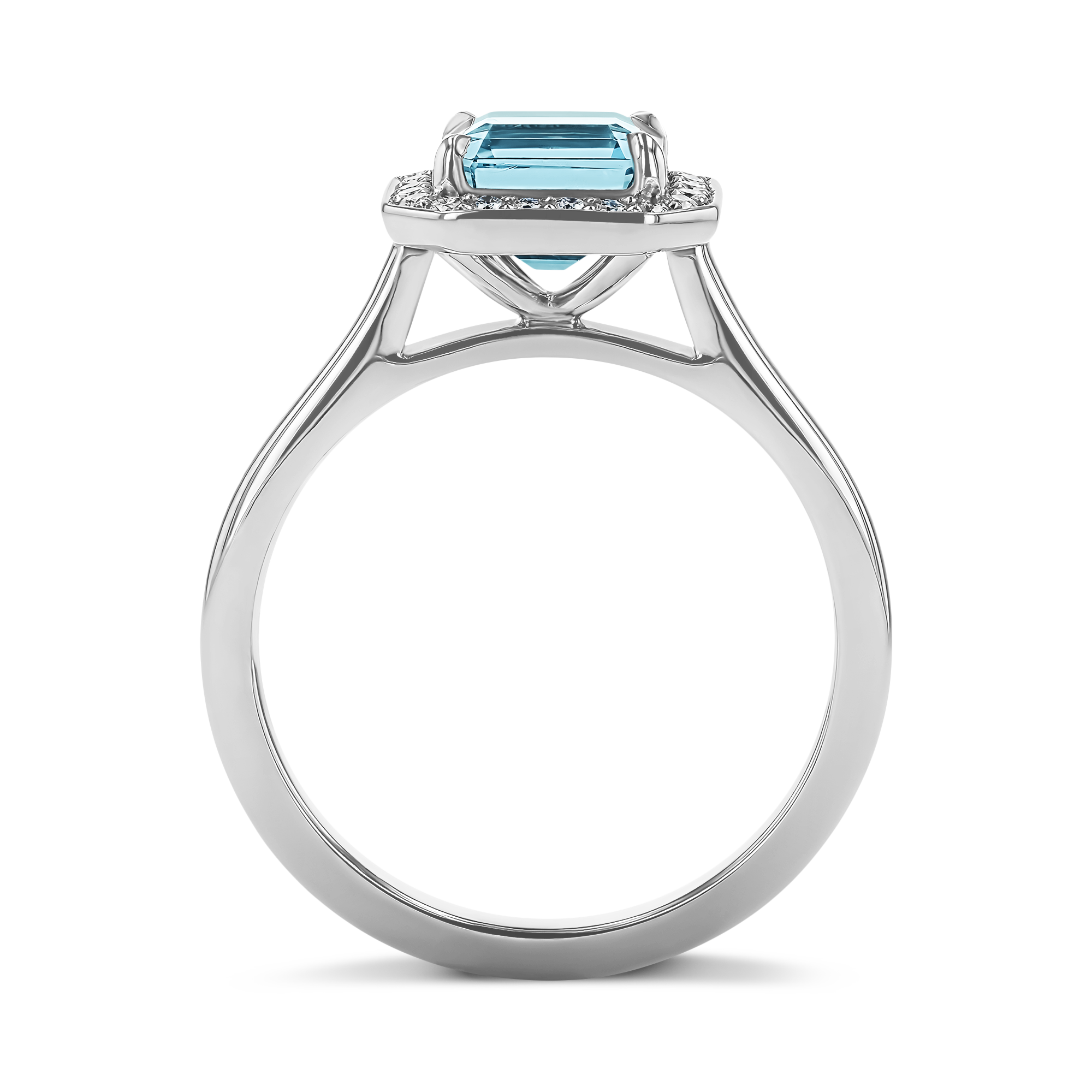 Emerald Cut 1.13ct Lukusuzi Aquamarine and Diamond Ring Emerald Cut, Claw Set_3