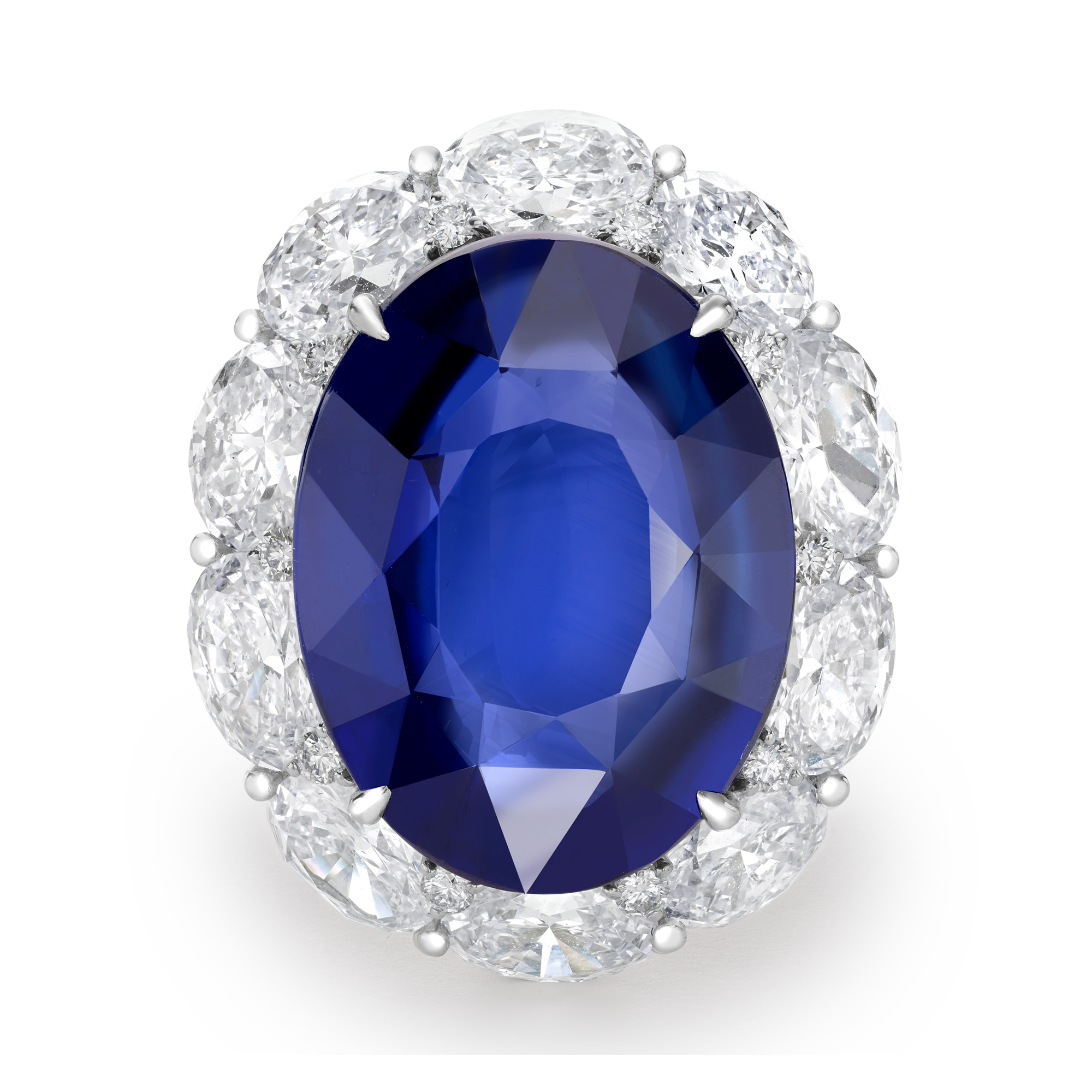 Masterpiece Sapphire & Diamond Ring Sri Lankan Oval Cut with Brilliant Cut Diamonds_2