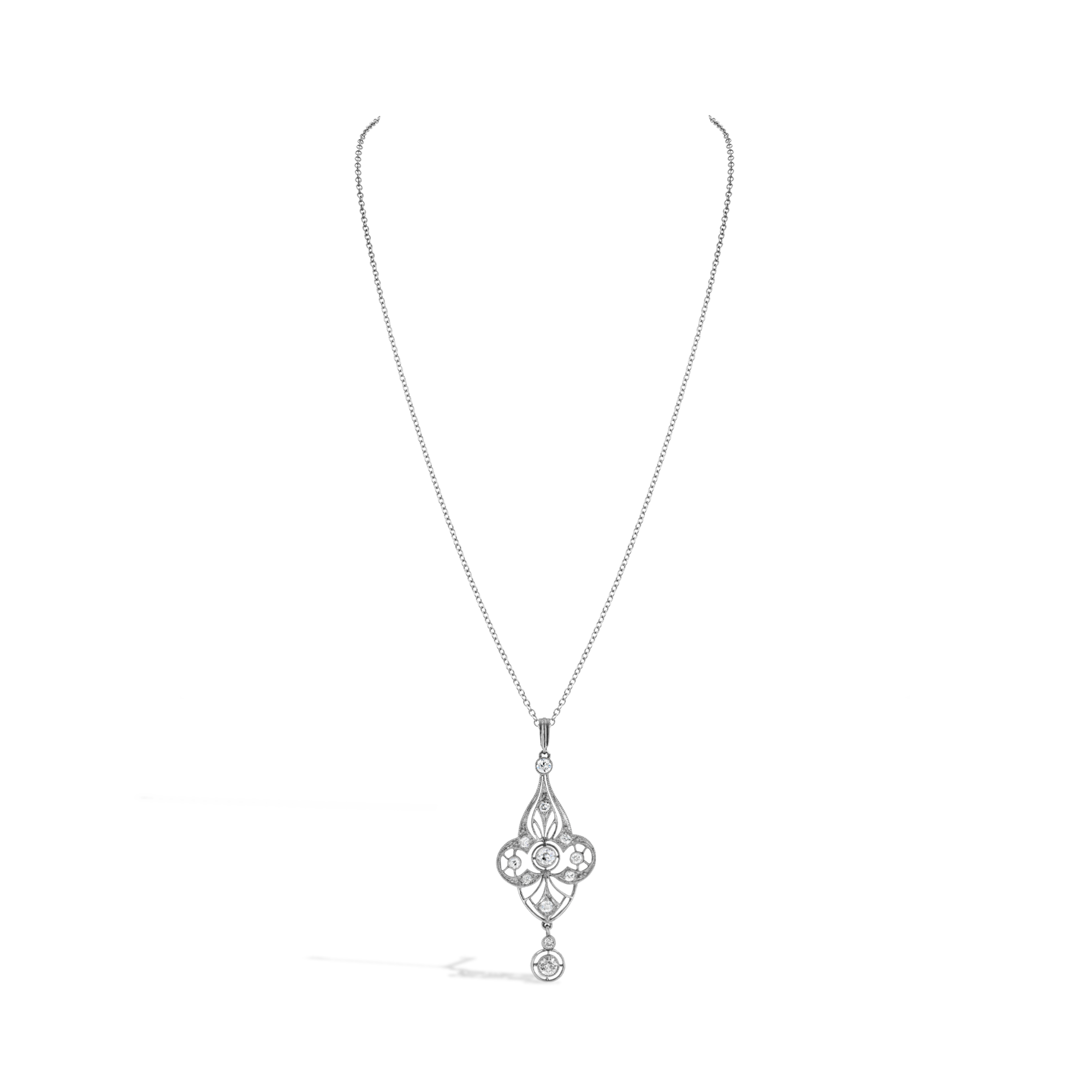 Old Cut Diamond Pendant Old Cut, Millegrain Set_2