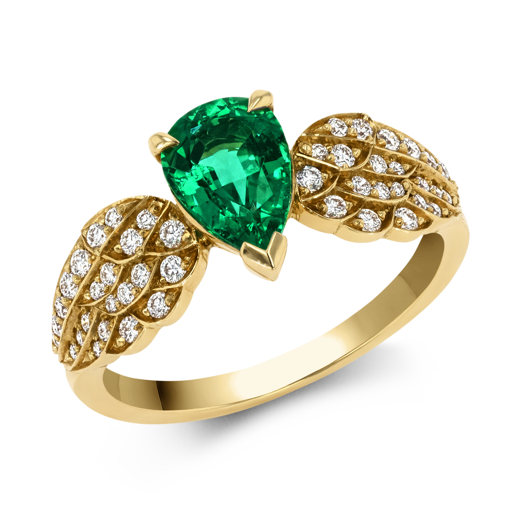 Tiara 1.06ct Emerald Solitaire Ring Pearshape, Claw Set_1