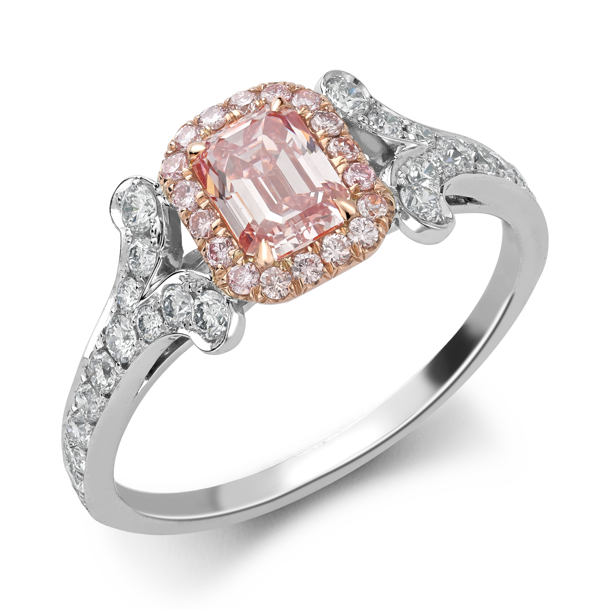 Masterpiece Cléo Setting  Fancy Intense Pink Diamond Ring Emerald Cut, Claw Set_1