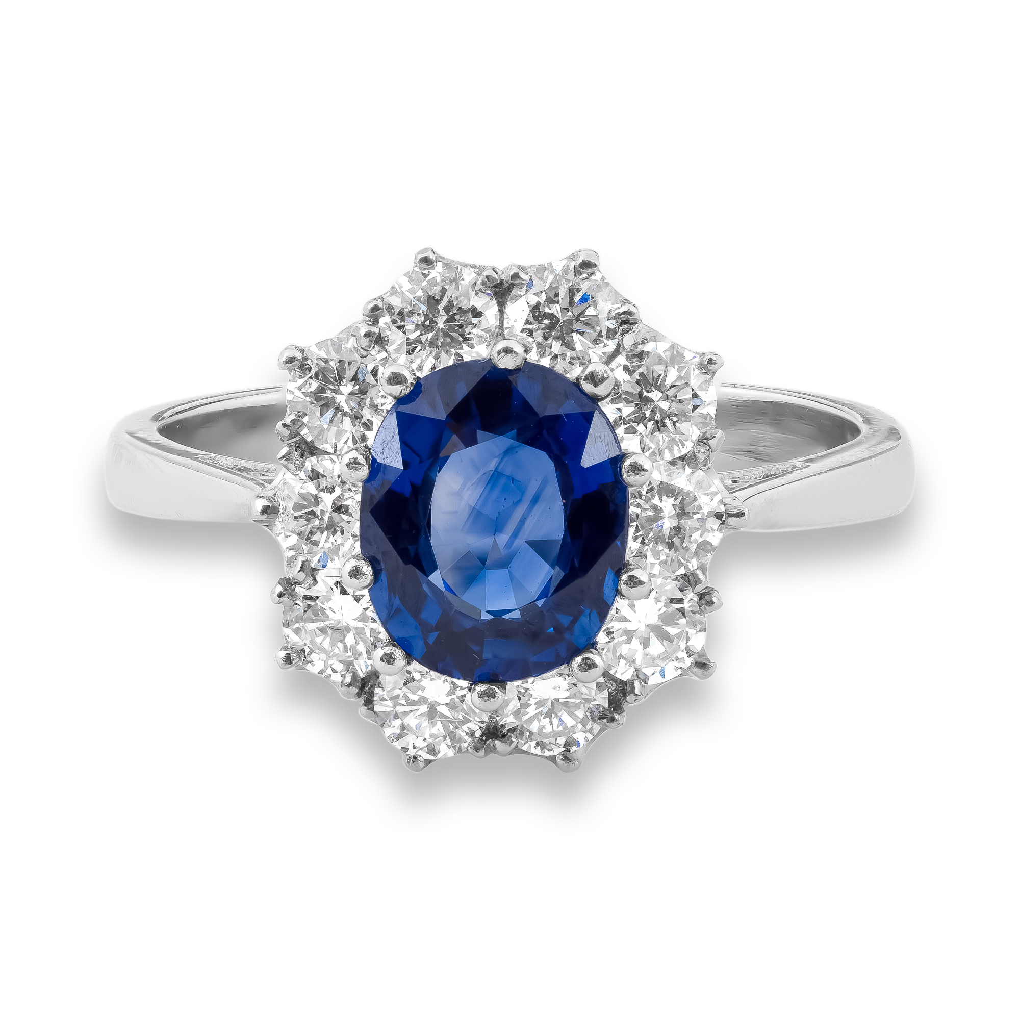 Oval Cut Sapphire and Diamond Cluster Ring Oval Cut, Claw Set_2