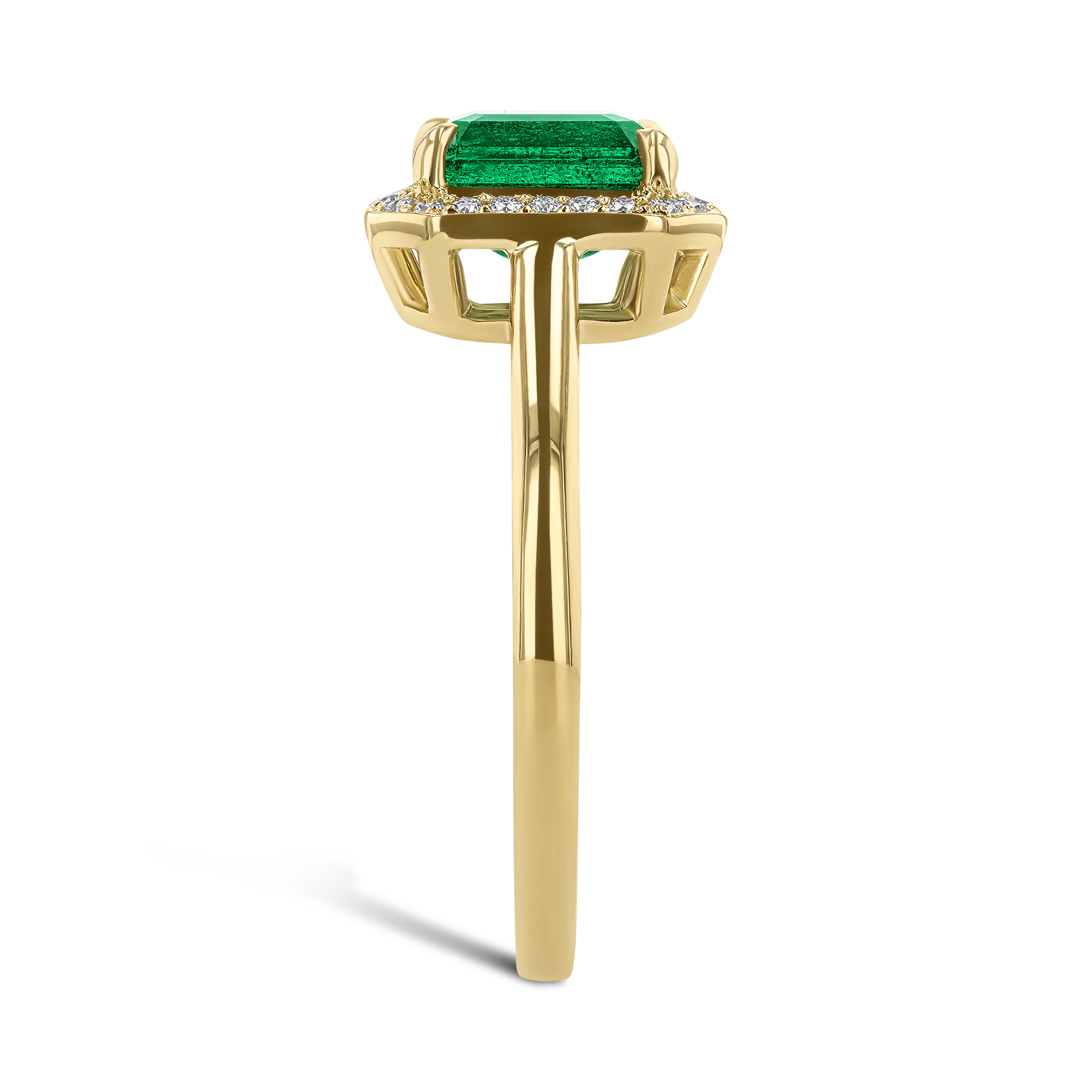 Octagonal Cut 1.50ct Zambian Emerald and Diamond Ring Octagonal Cut, Claw Set_4