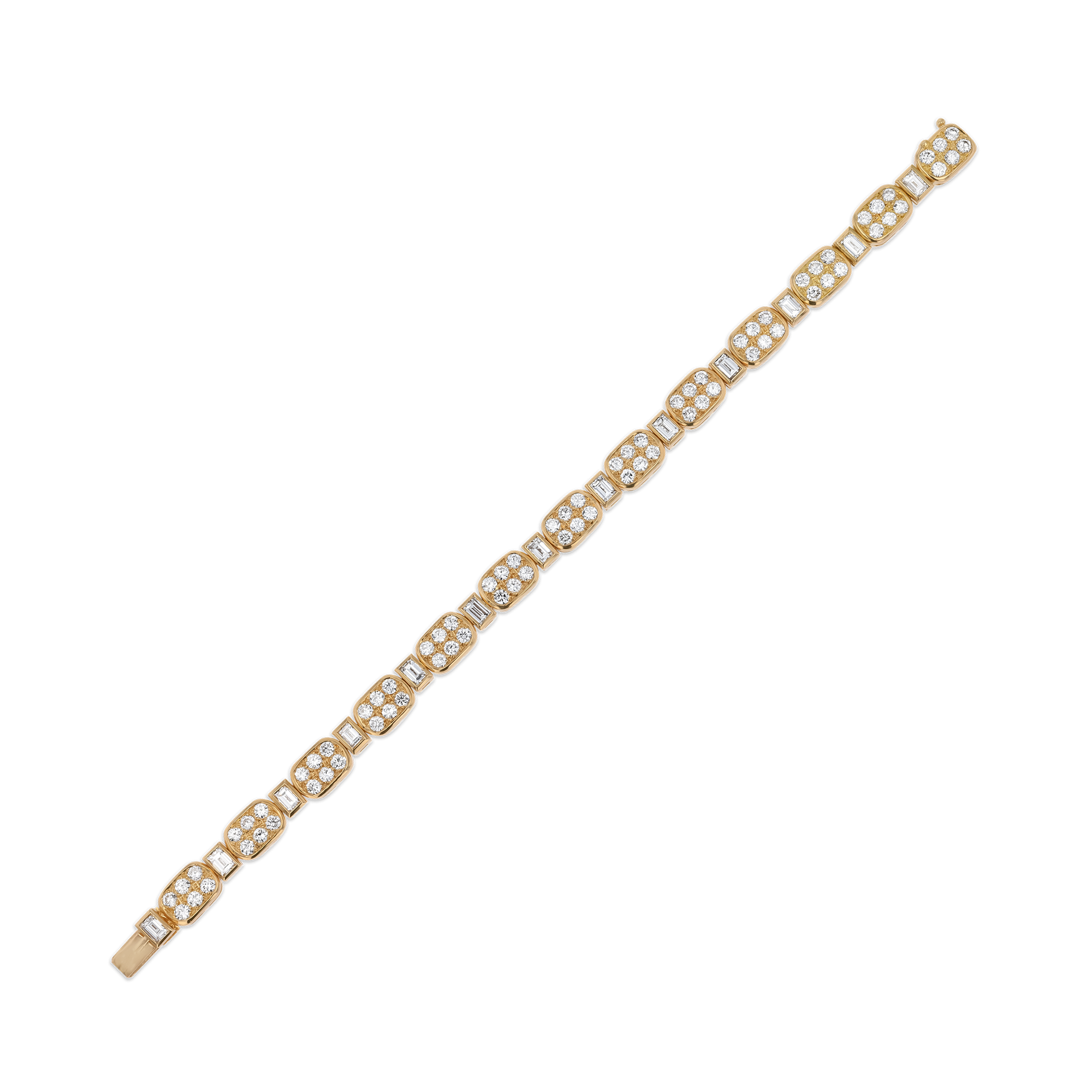 1990s Boucheron Convertible Diamond Necklace/Bracelet Round Brilliant & Emerald Cut, Grain & Rubover Set_4