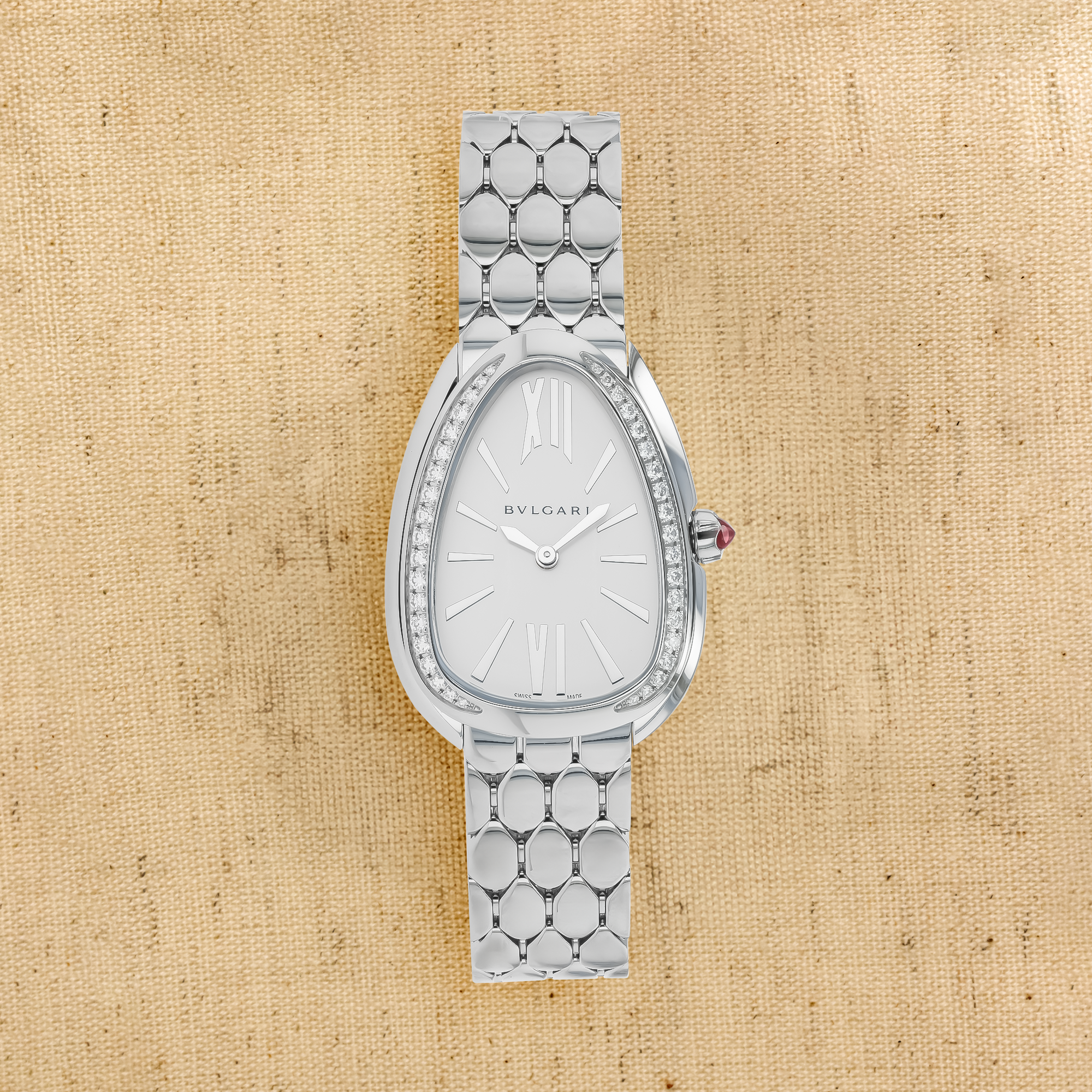 Pre-Owned Bvlgari Serpenti Seduttori 33mm, White Silver Dial, Baton & Roman Numeral_1