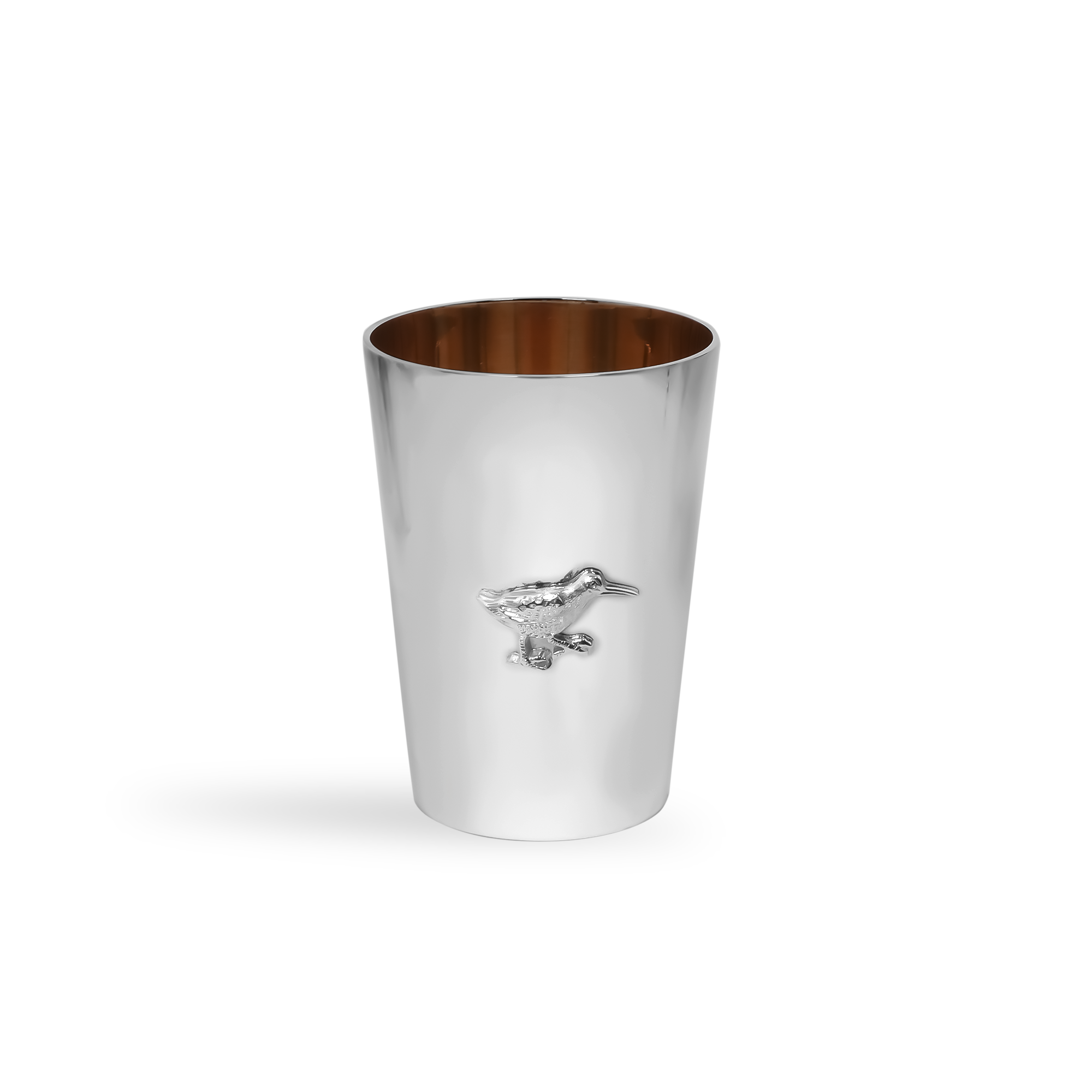 Silver Set of Ten Bird Motif Shooting Cup with Guilded Edge _5