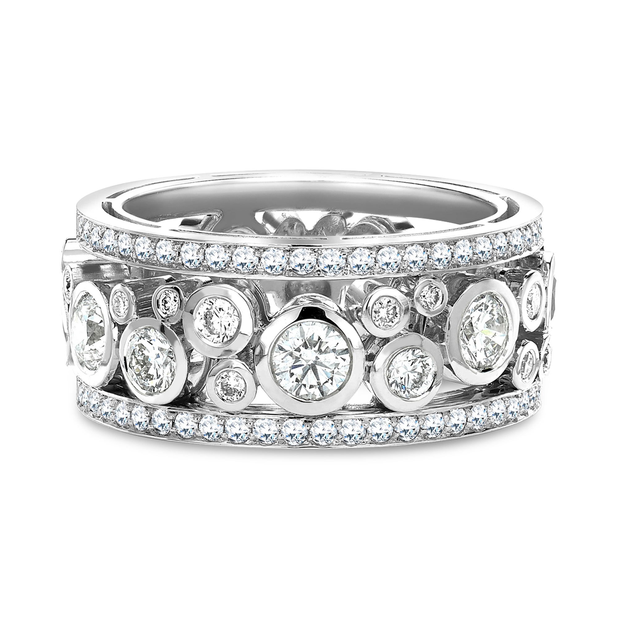 Bubbles Band Diamond Ring Brilliant Cut, Rubover Set_1