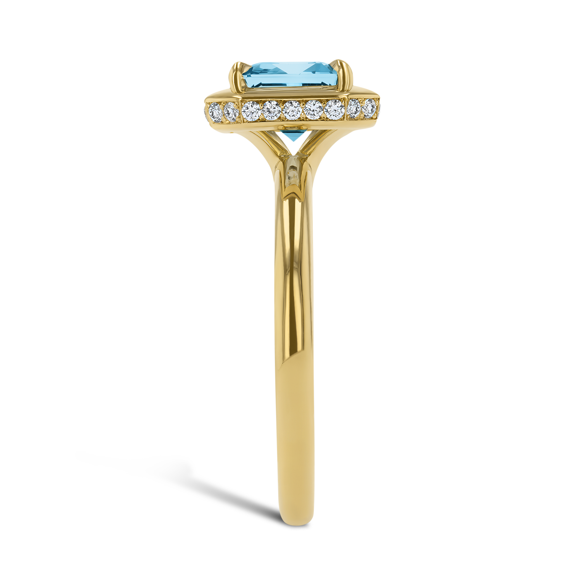 Skimming Stone 1.72ct Aquamarine and Diamond Solitaire Ring Emerald Cut, Claw Set_4