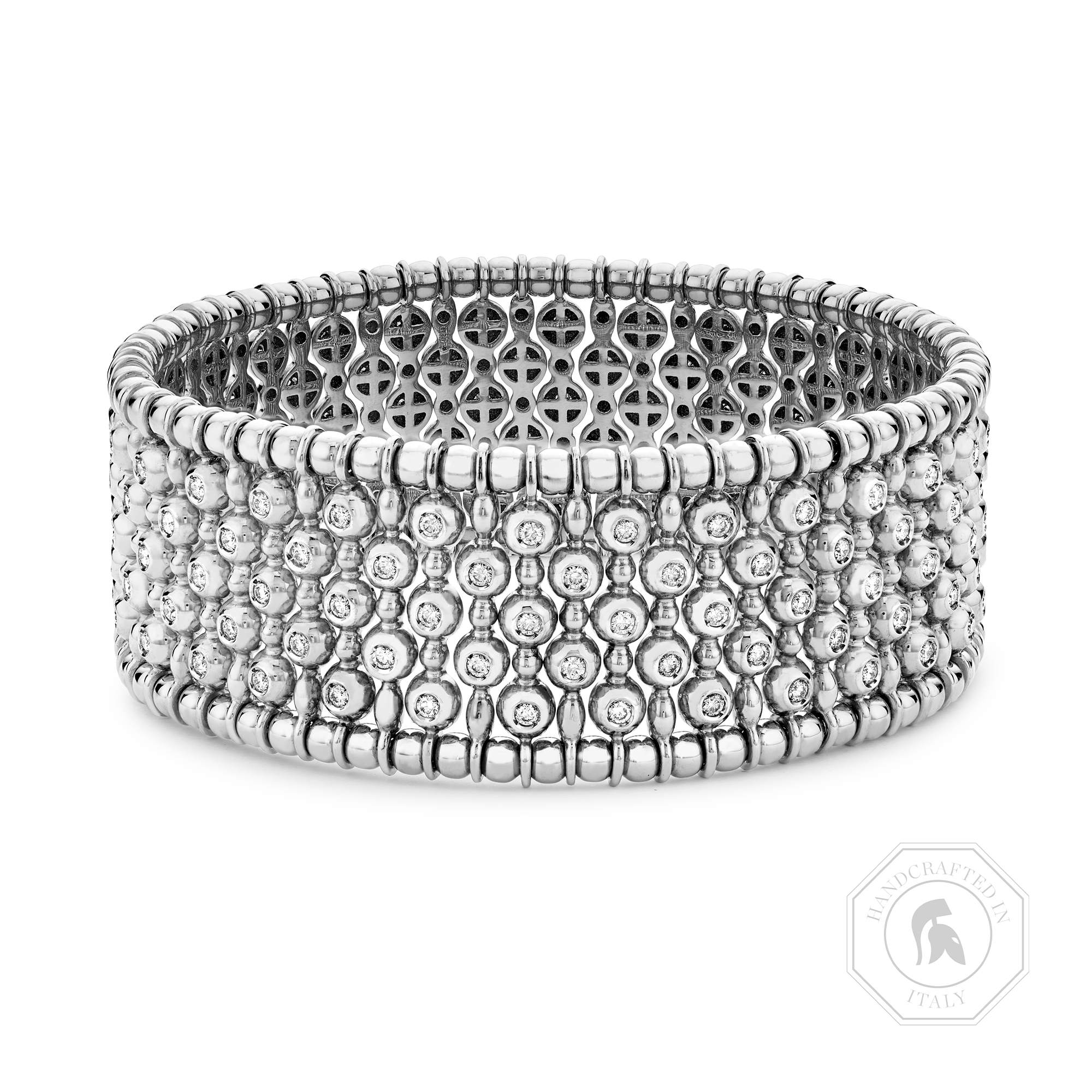 Bohemia Diamond Wide Bangle Brilliant Cut, Rub Over Set_1