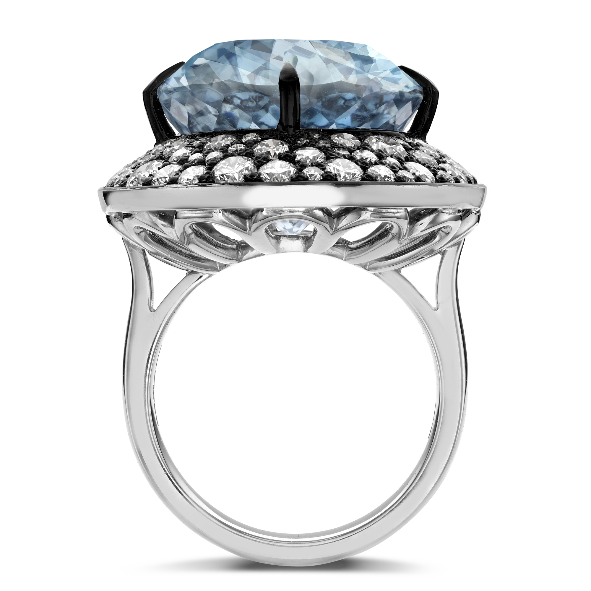 Snowstorm 21.08ct Aquamarine and Diamond Cocktail Ring Oval Cut, Claw Set_3
