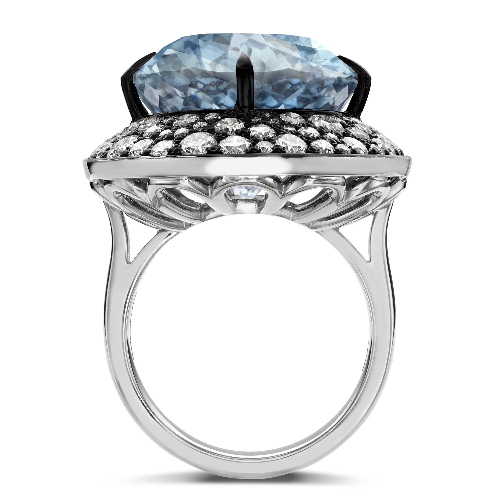 Snowstorm 21.08ct Aquamarine and Diamond Cocktail Ring Oval Cut, Claw Set_3