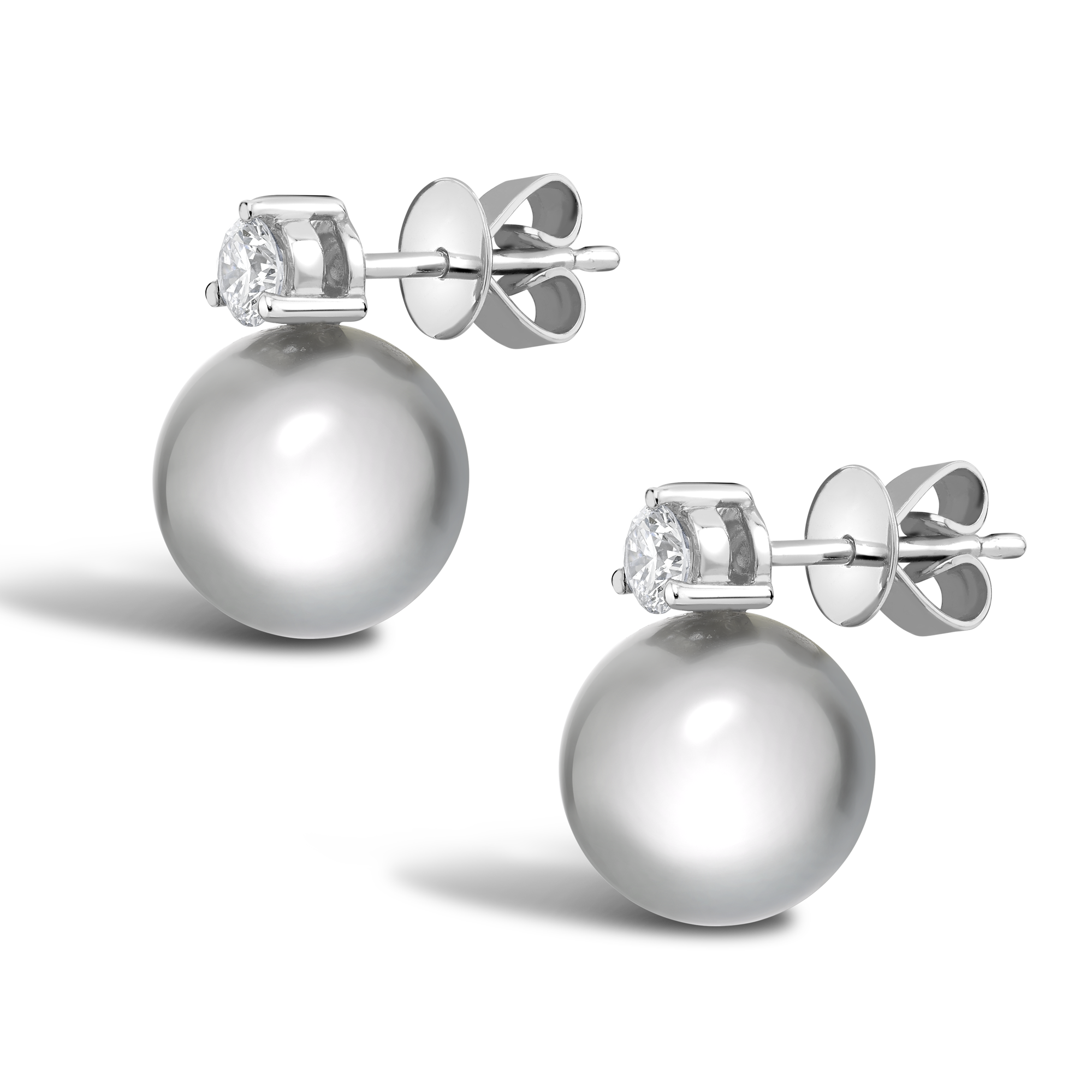 Tahitian Pearl and Diamond Earrings 10mm - 11mm_2