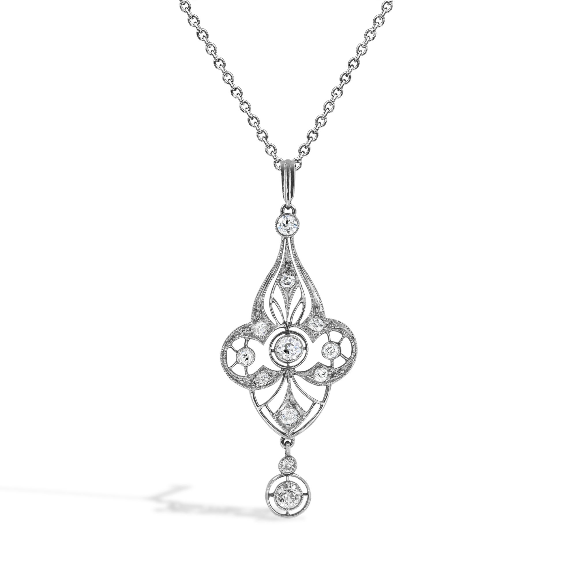 Old Cut Diamond Pendant Old Cut, Millegrain Set_1
