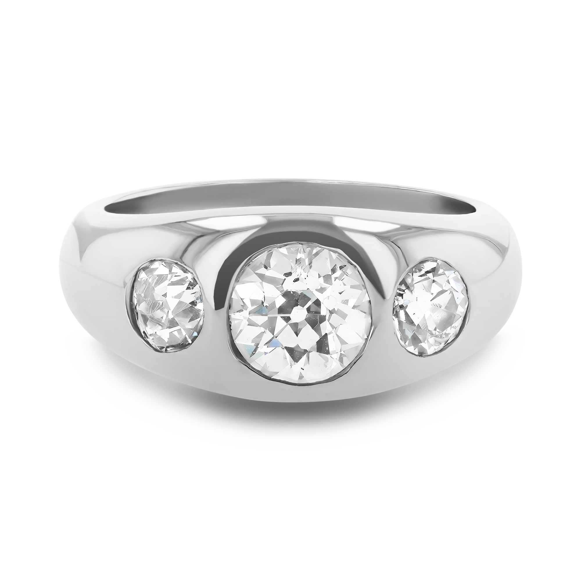 Art Deco Old Cut 1.01ct Diamond Ring Old European Cut, Gypsy Set_2