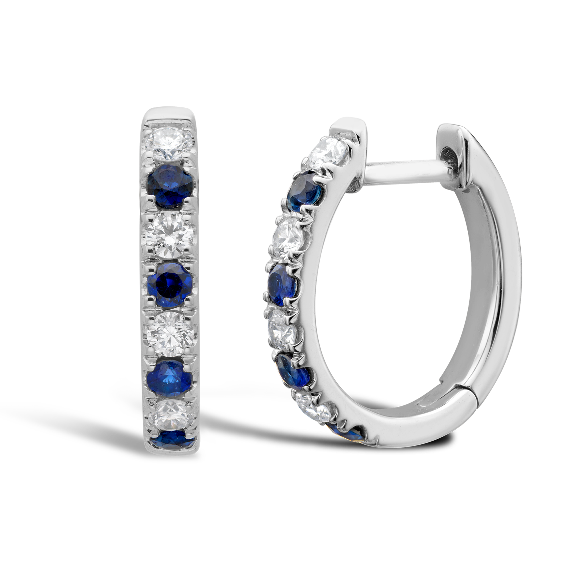 Sapphire & Diamond Half Hoop Earrings Brilliant cut, Claw set_1