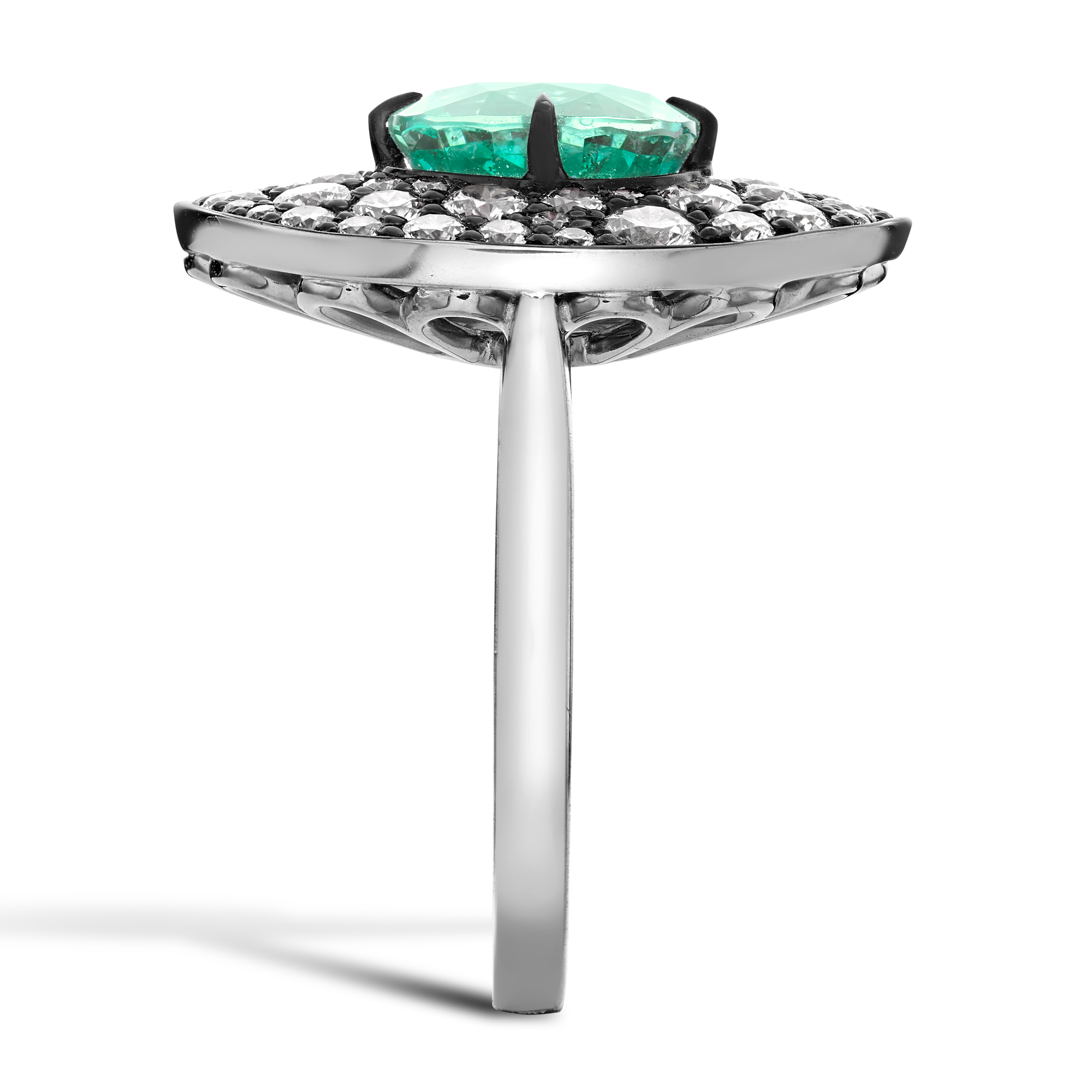 Snowstorm 4.68ct Mint Tourmaline and Diamond Cocktail Ring Cushion modern cut, Claw set_4