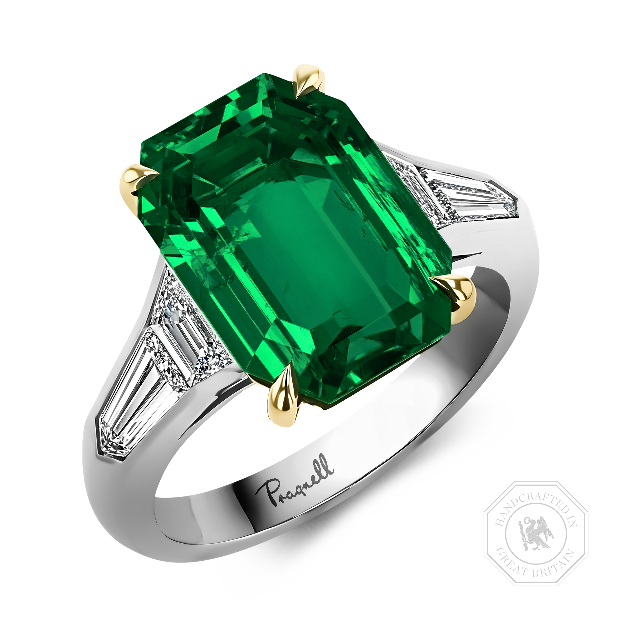 Masterpiece 5.55ct Muzo Emerald and Diamond Solitaire Ring Octagon Cut, Claw Set_1