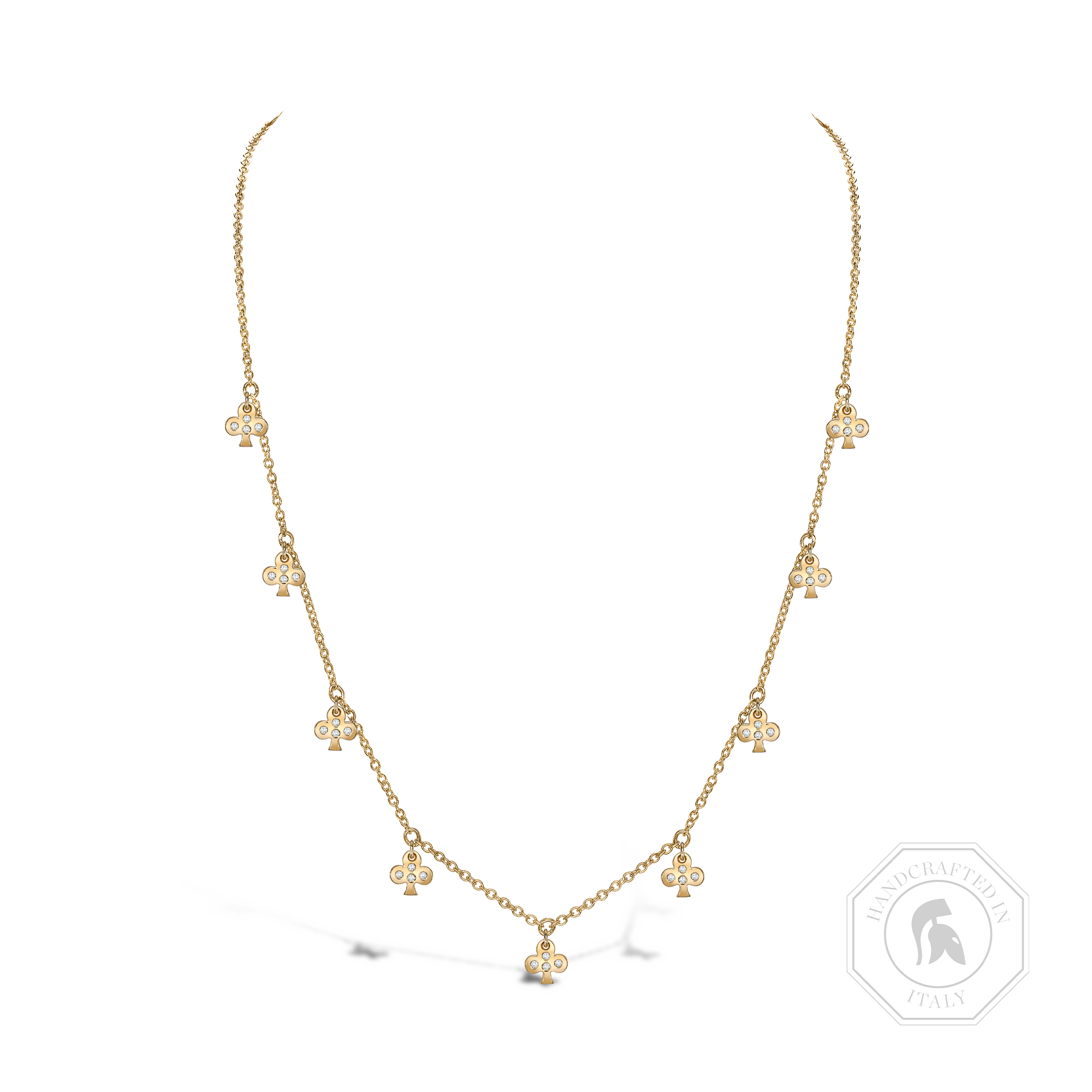 Brilliant Cut 0.17ct Diamond LadyLuck Club Necklace Brilliant Cut, Rubover Set_1
