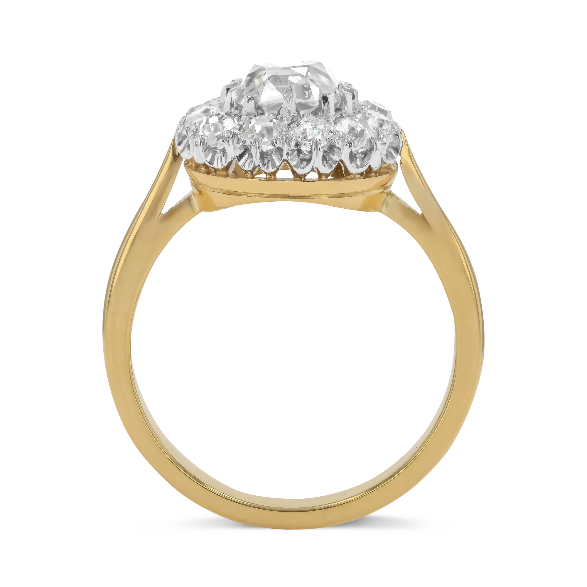 Coronet Old Cut 1.585ct Diamond Cluster Ring Old Cut, Claw Set_3